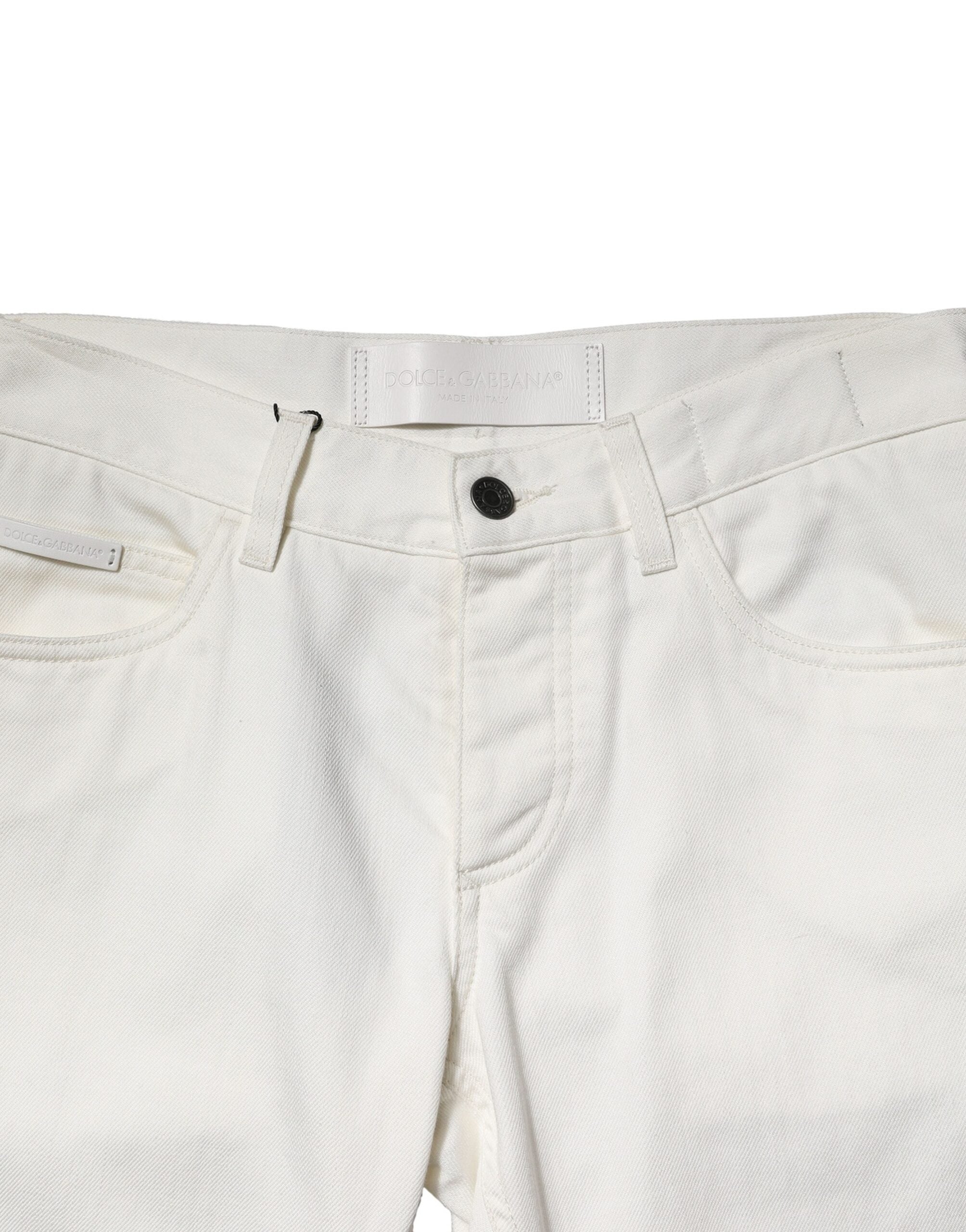 White Cotton Skinny Men Denim Jeans