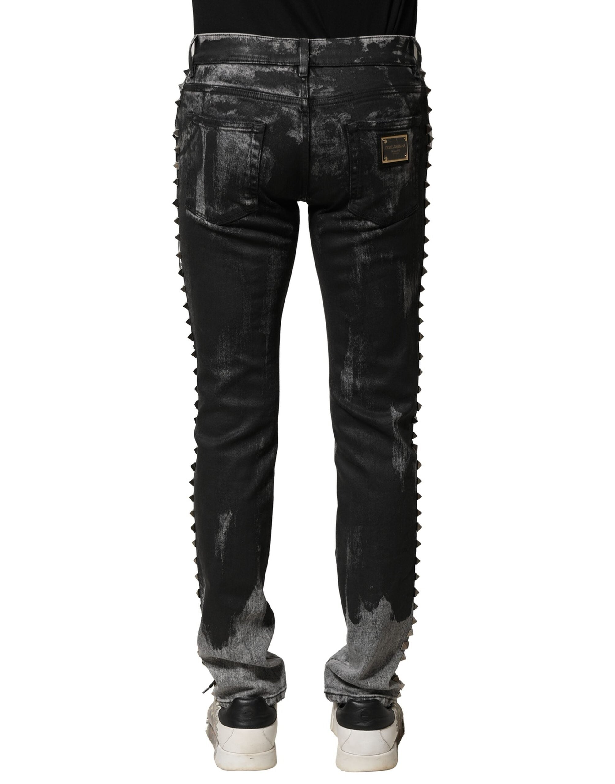 Black Washed Embellished Skinny Denim Jeans