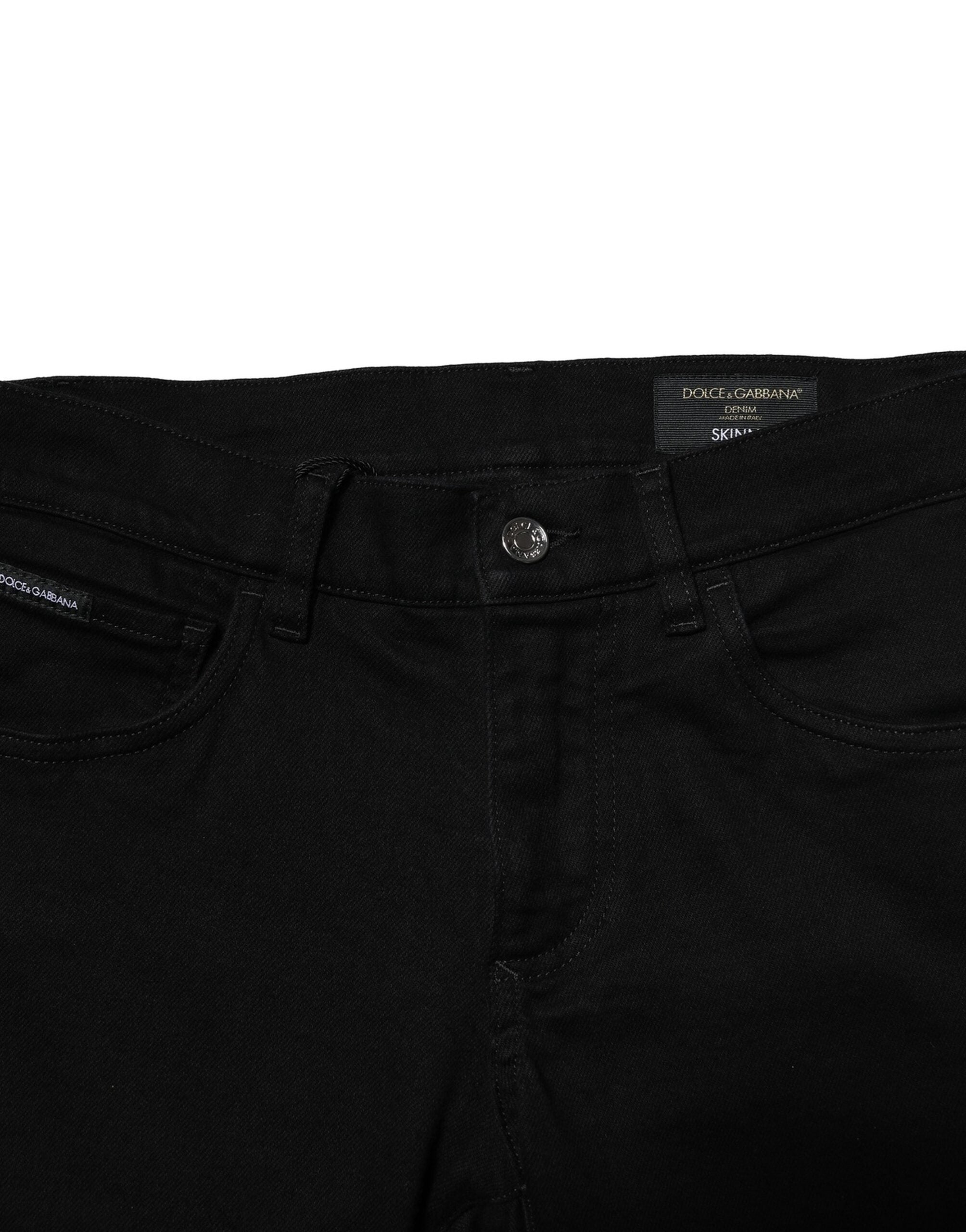 Black Cotton Stretch Skinny Men Denim Jeans