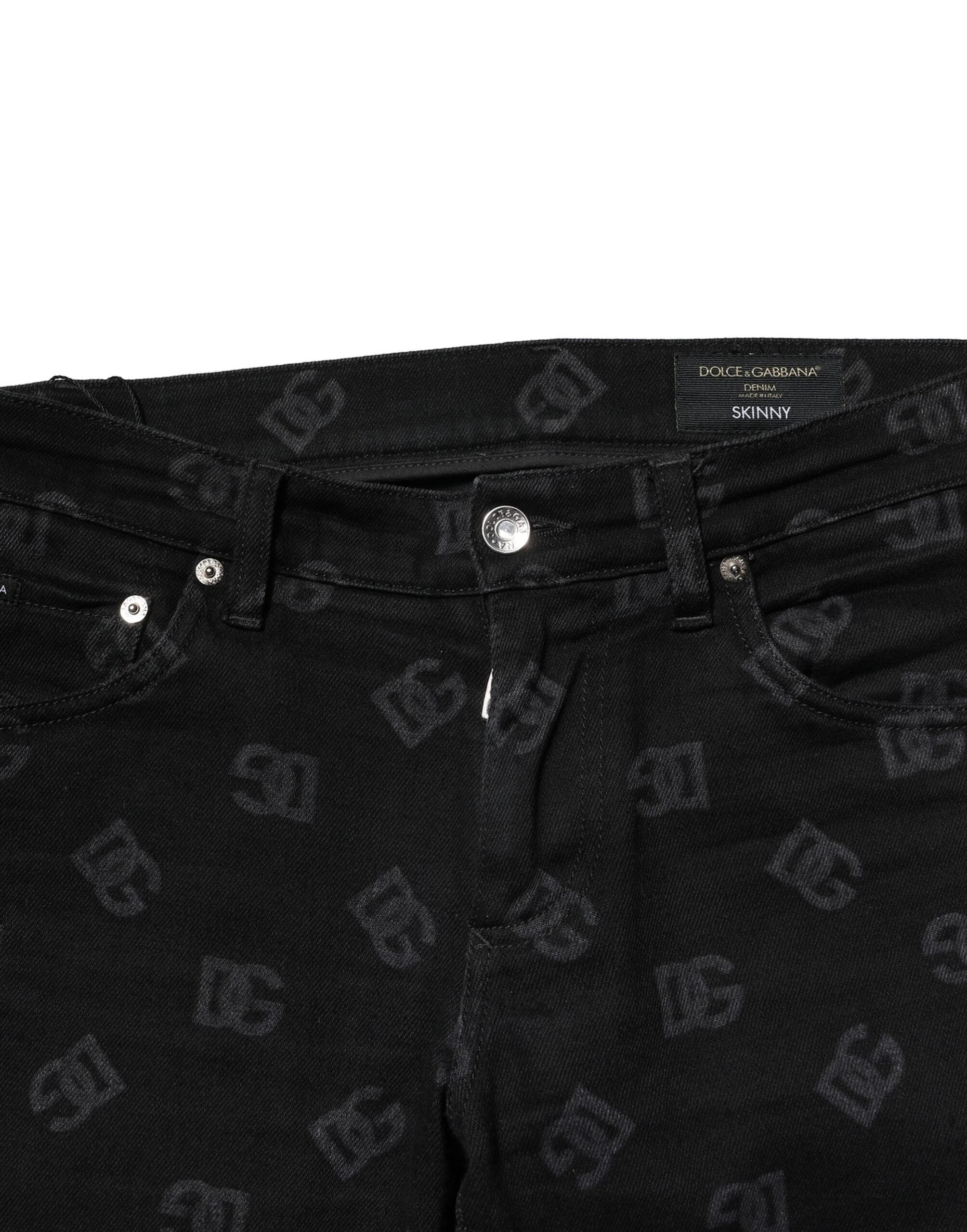 Black Cotton DG Logo Skinny Men Denim Jeans