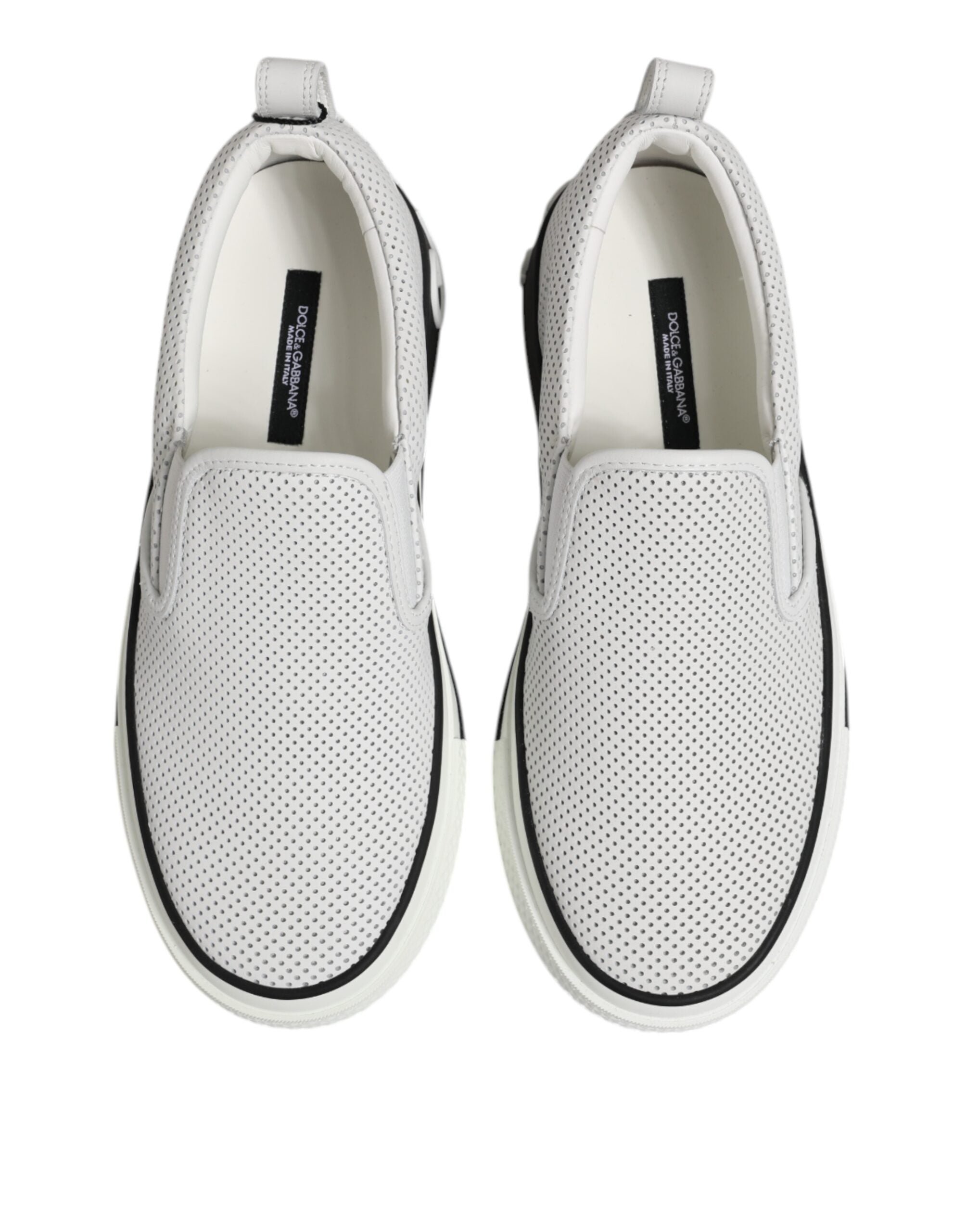 White Dotted Leather Slip On Men Sneakers Shoes