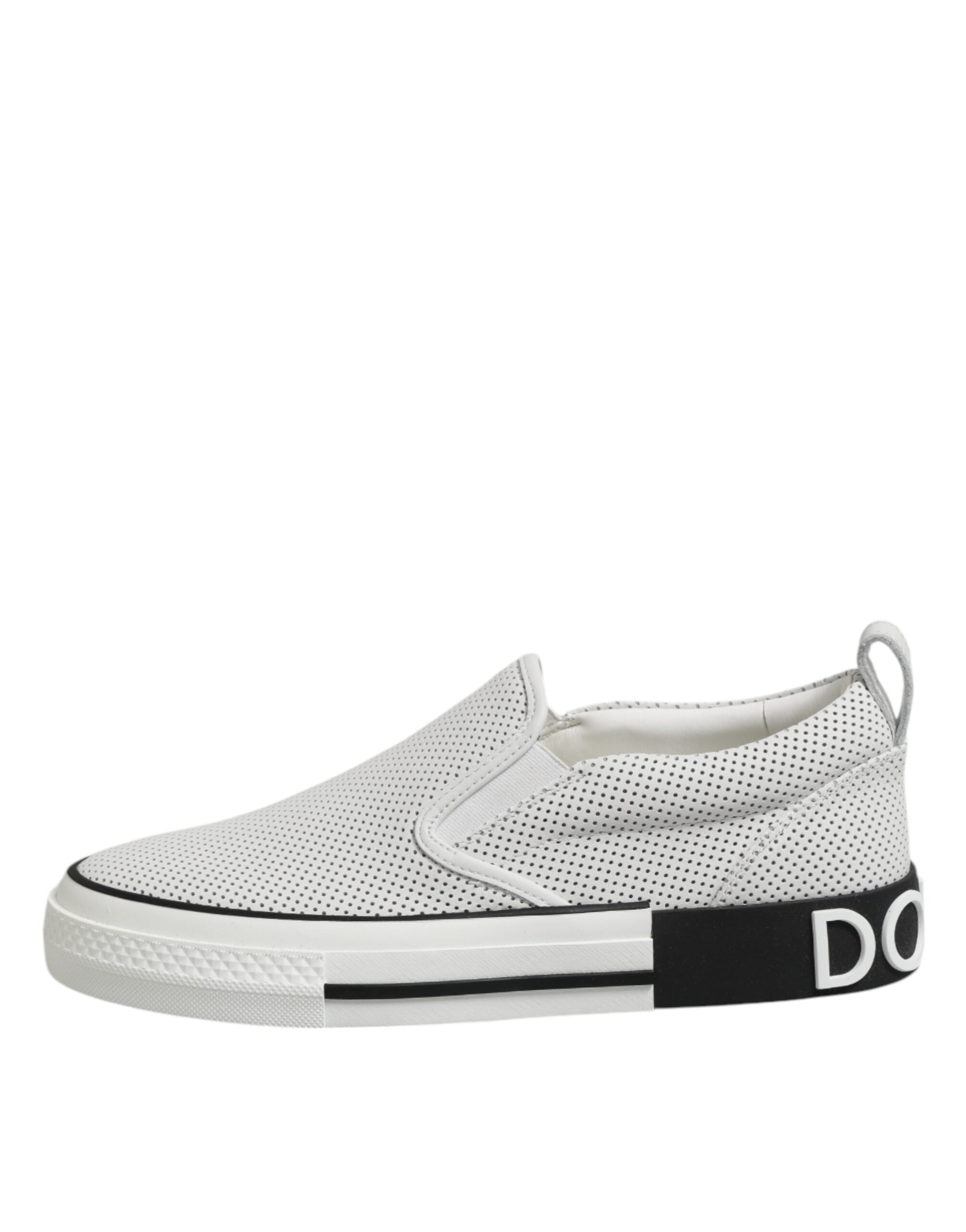 White Dotted Leather Slip On Men Sneakers Shoes