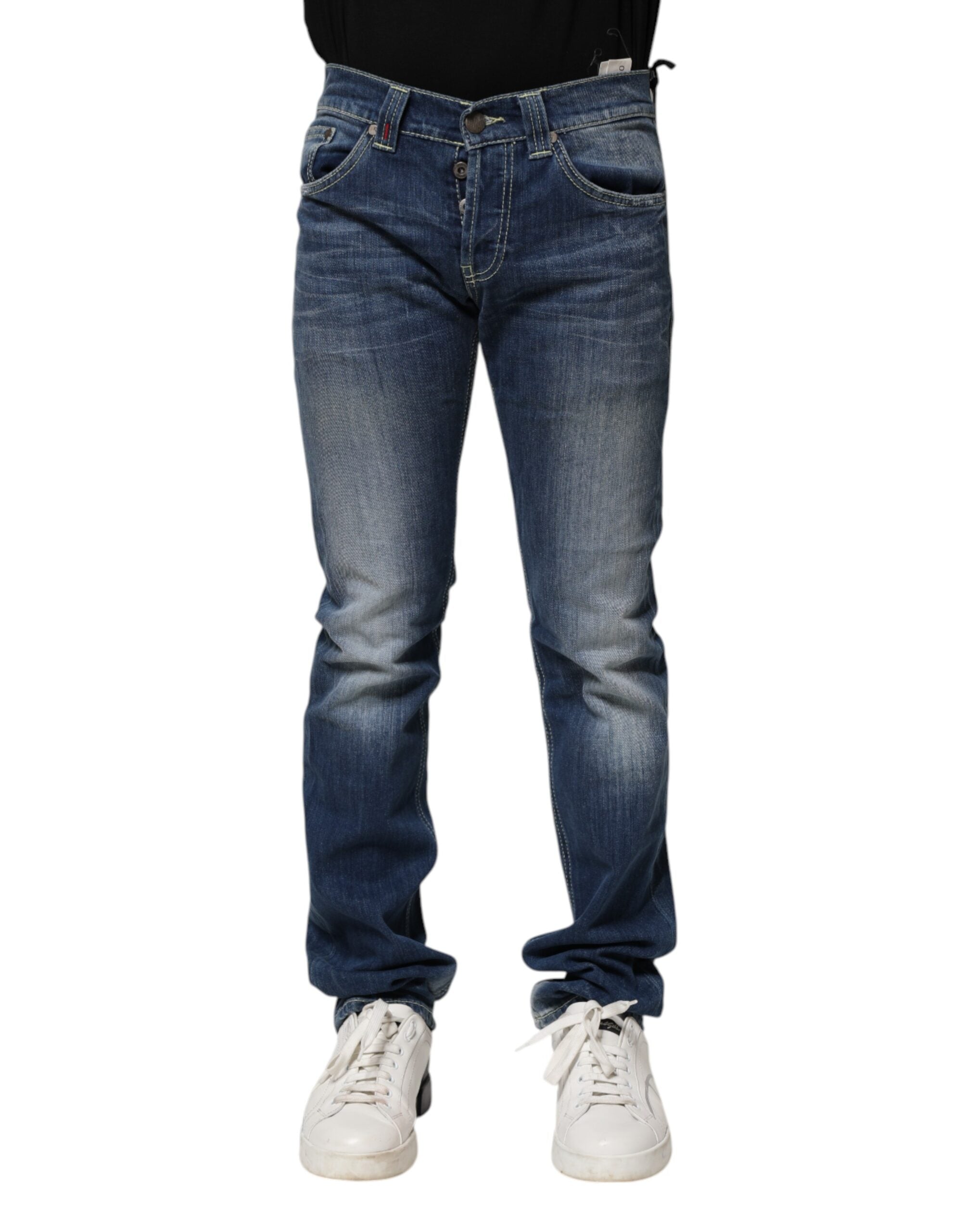 Blue Washed Skinny Fit Casual Men Denim Jeans