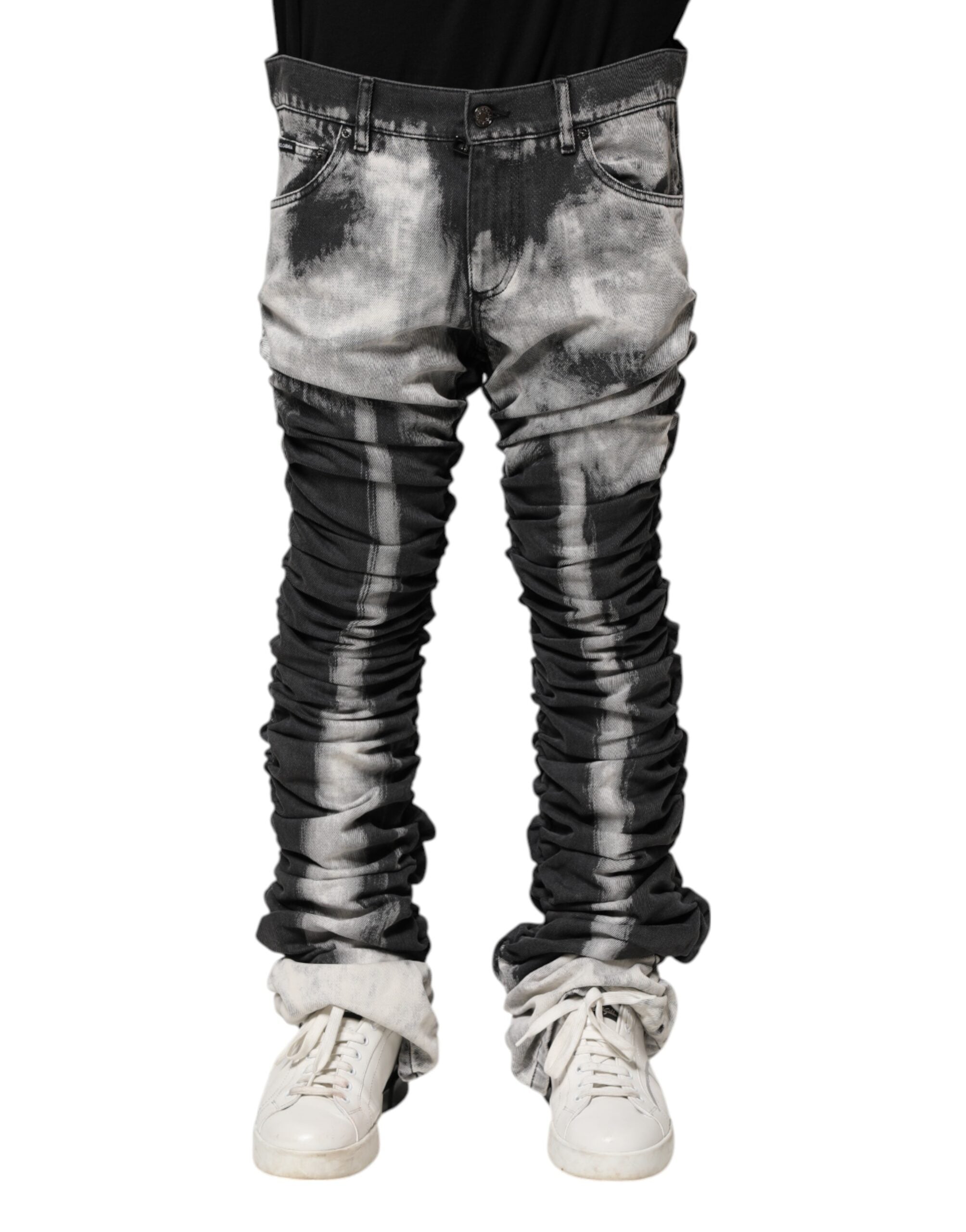 Black Tie Dye Straight Denim Jeans