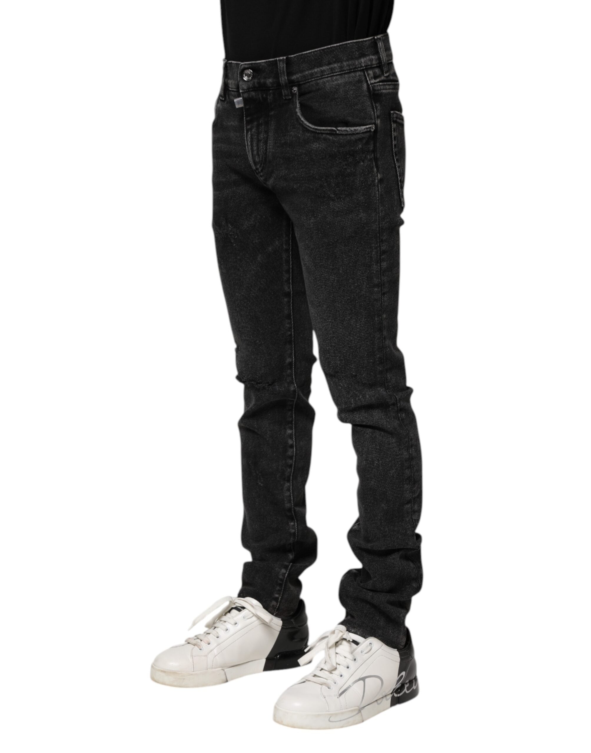 Black Cotton Skinny Men Denim Jeans