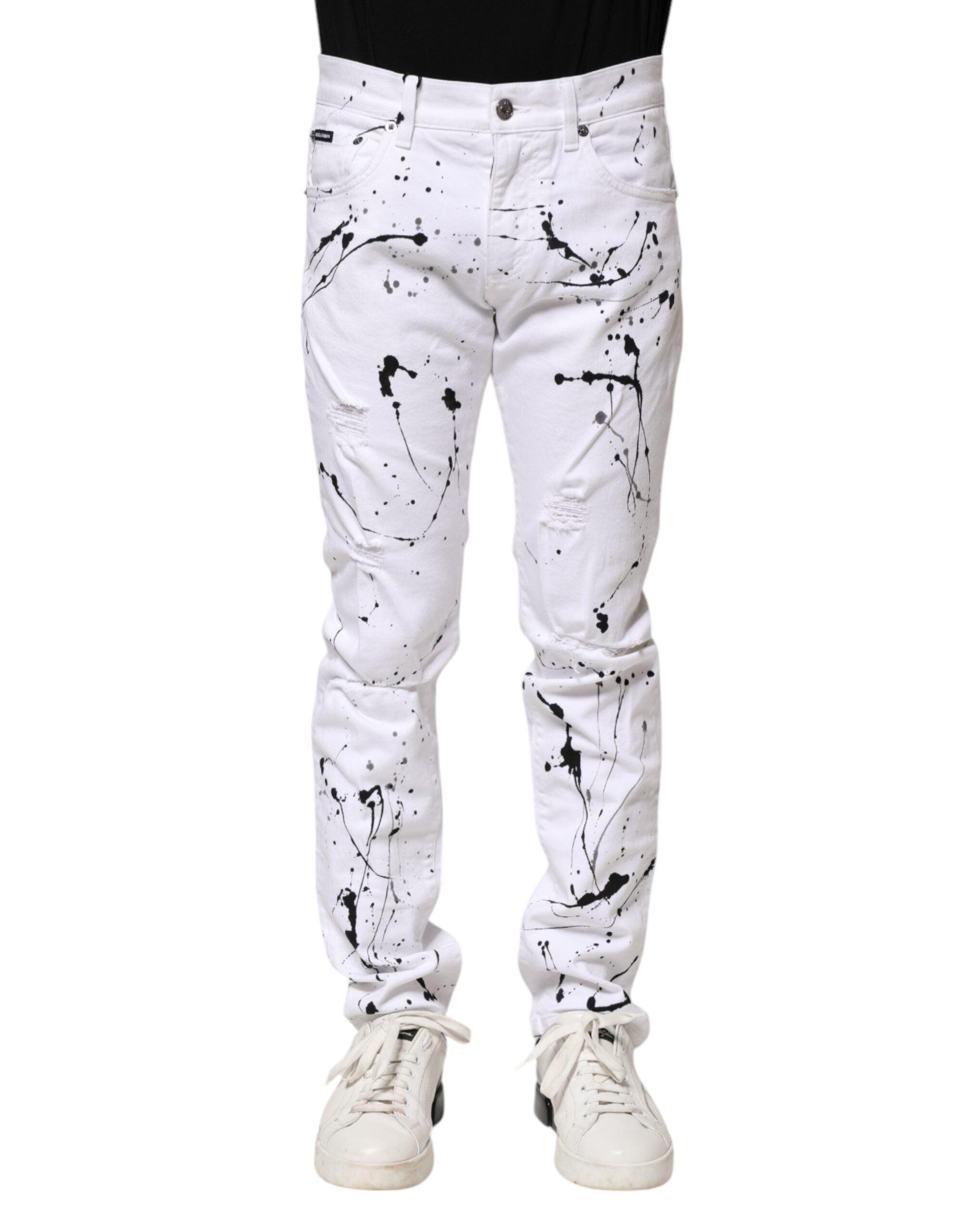 White ColorSplash Skinny Denim Jeans