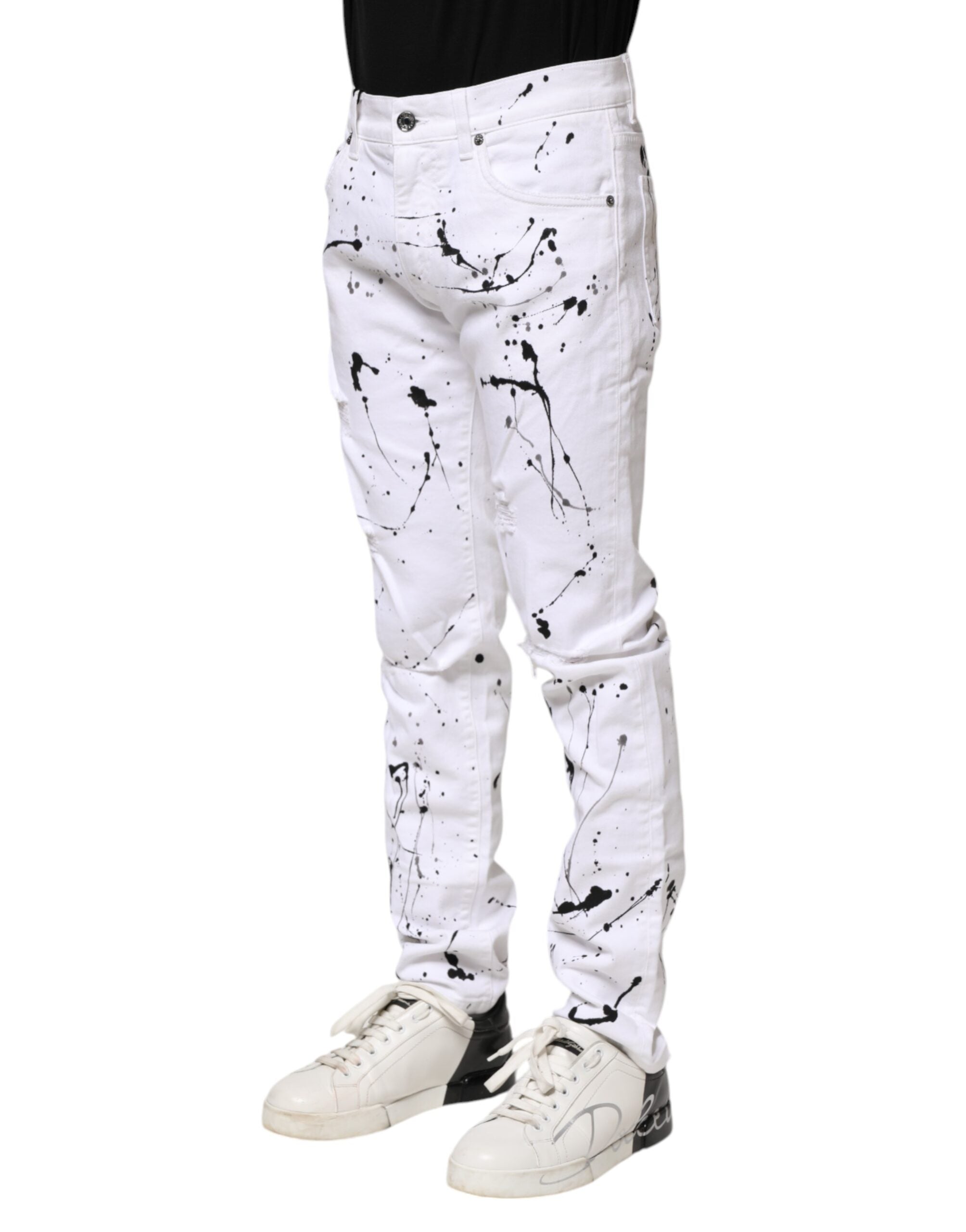 White ColorSplash Skinny Denim Jeans