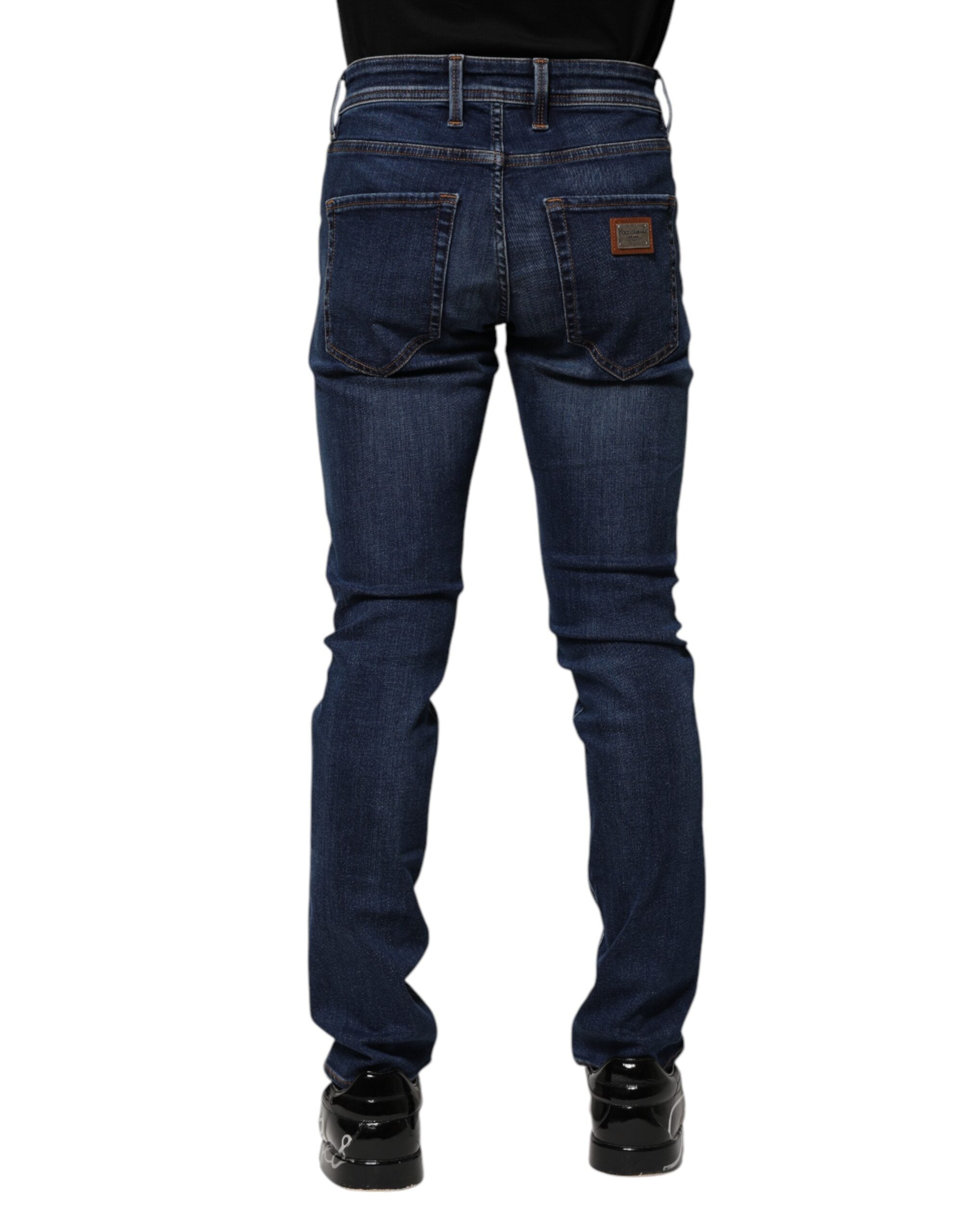 Dark Blue Cotton Skinny Denim Jeans