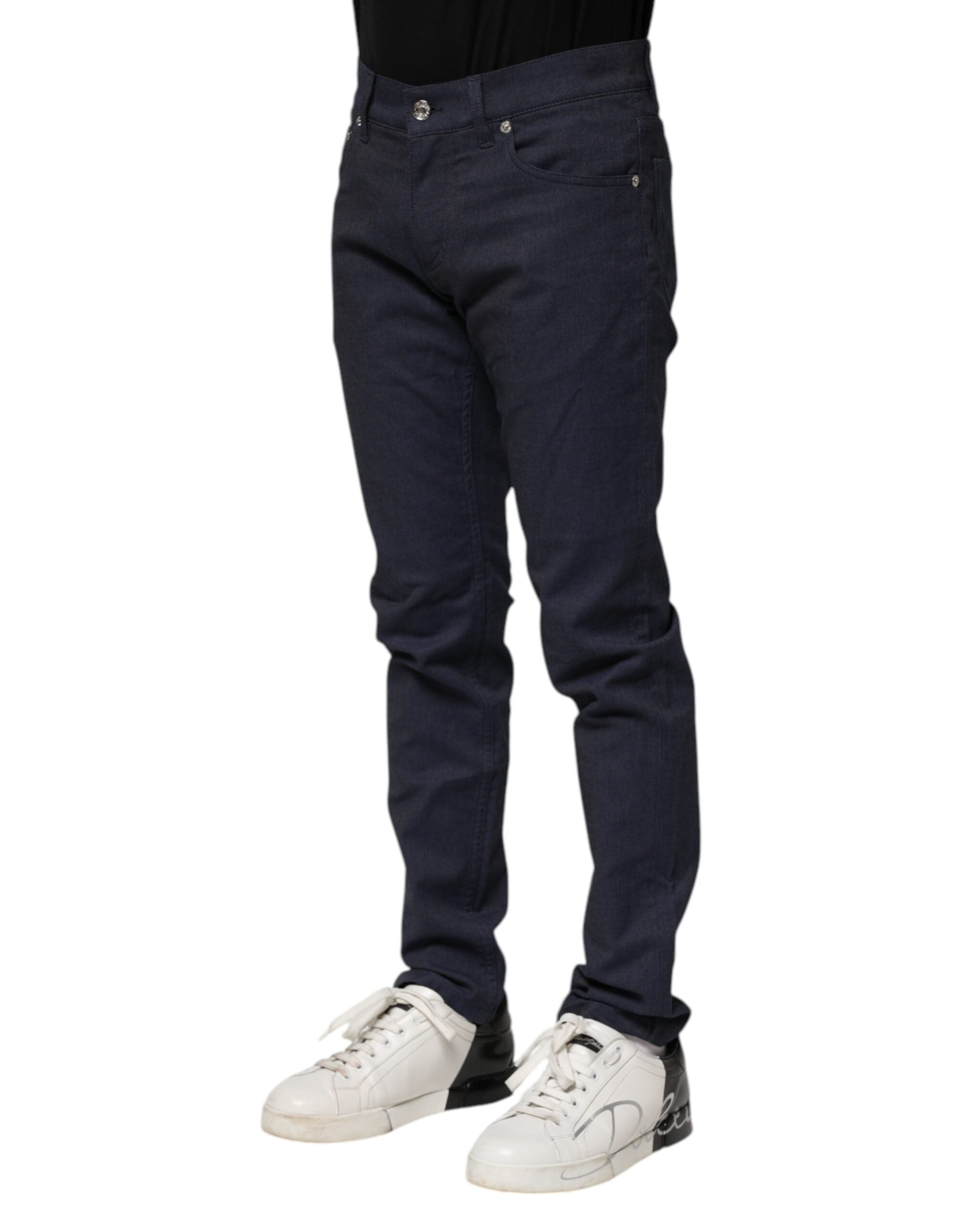 Dark Blue Cotton Skinny Denim Jeans