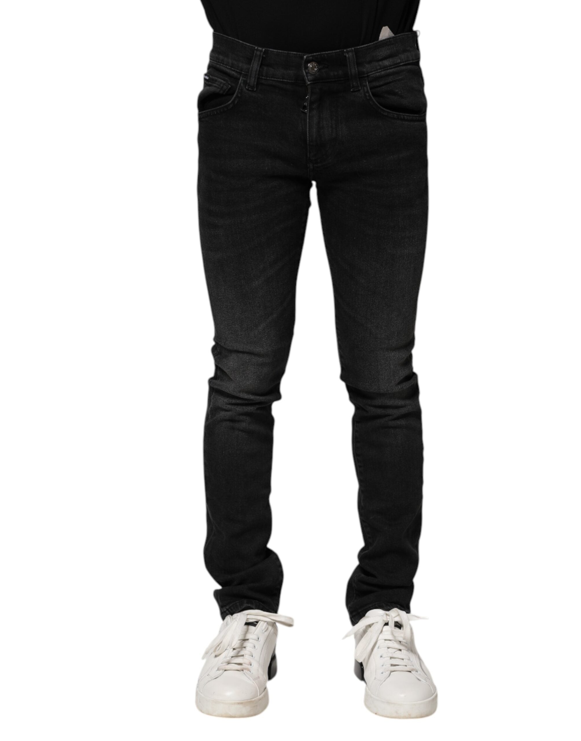 Black Cotton Skinny Men Denim Jeans