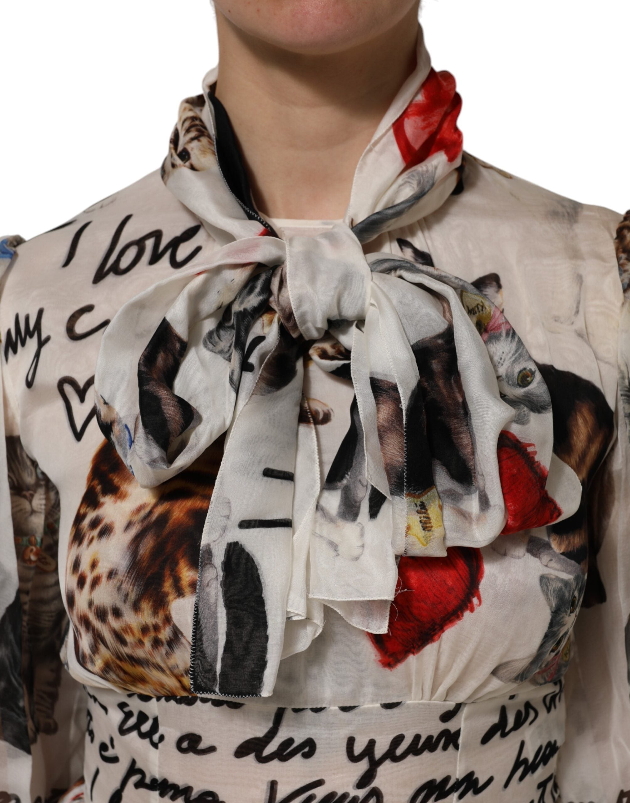 Multicolor Animal Print Silk Ascot Maxi Dress