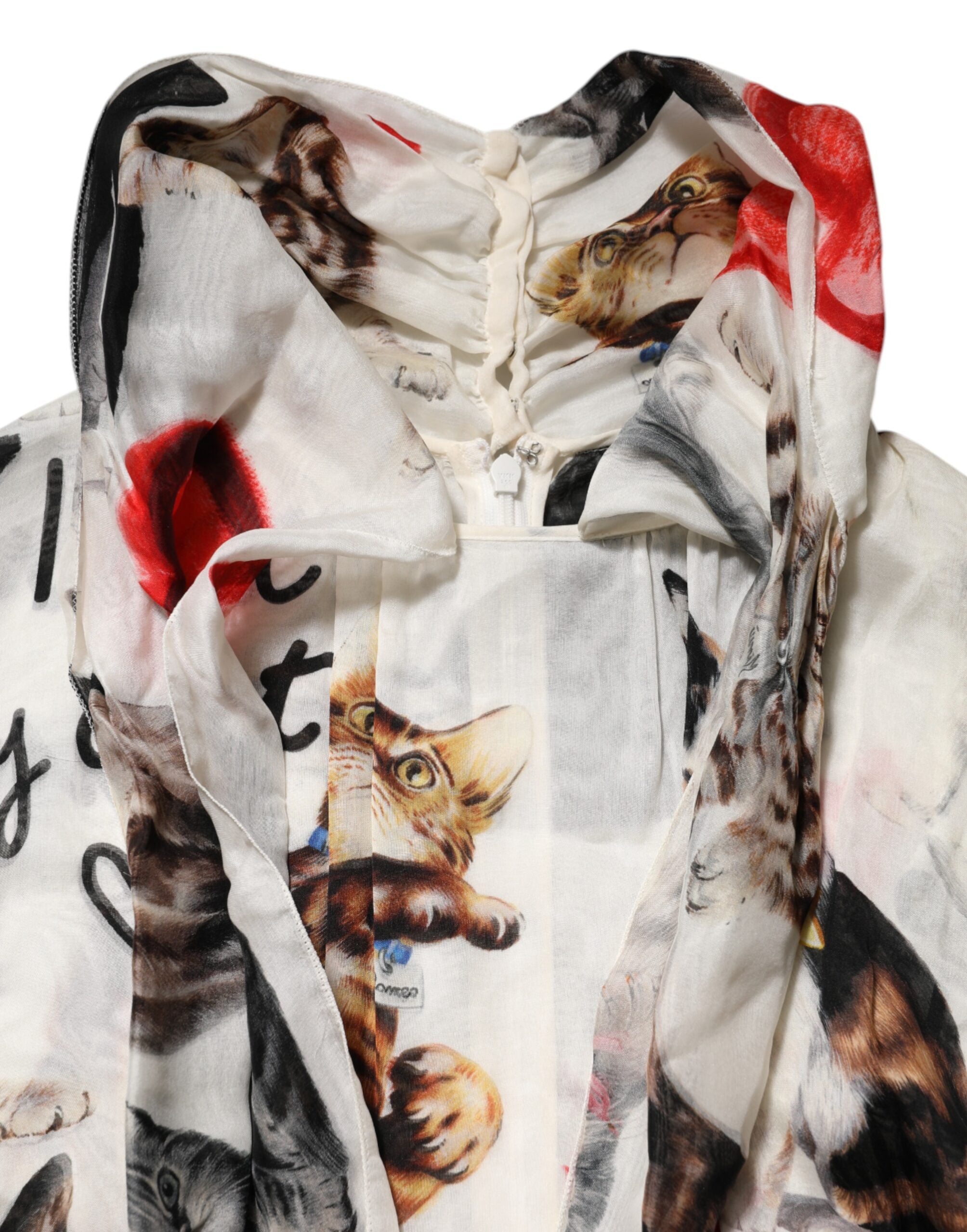 Multicolor Animal Print Silk Ascot Maxi Dress