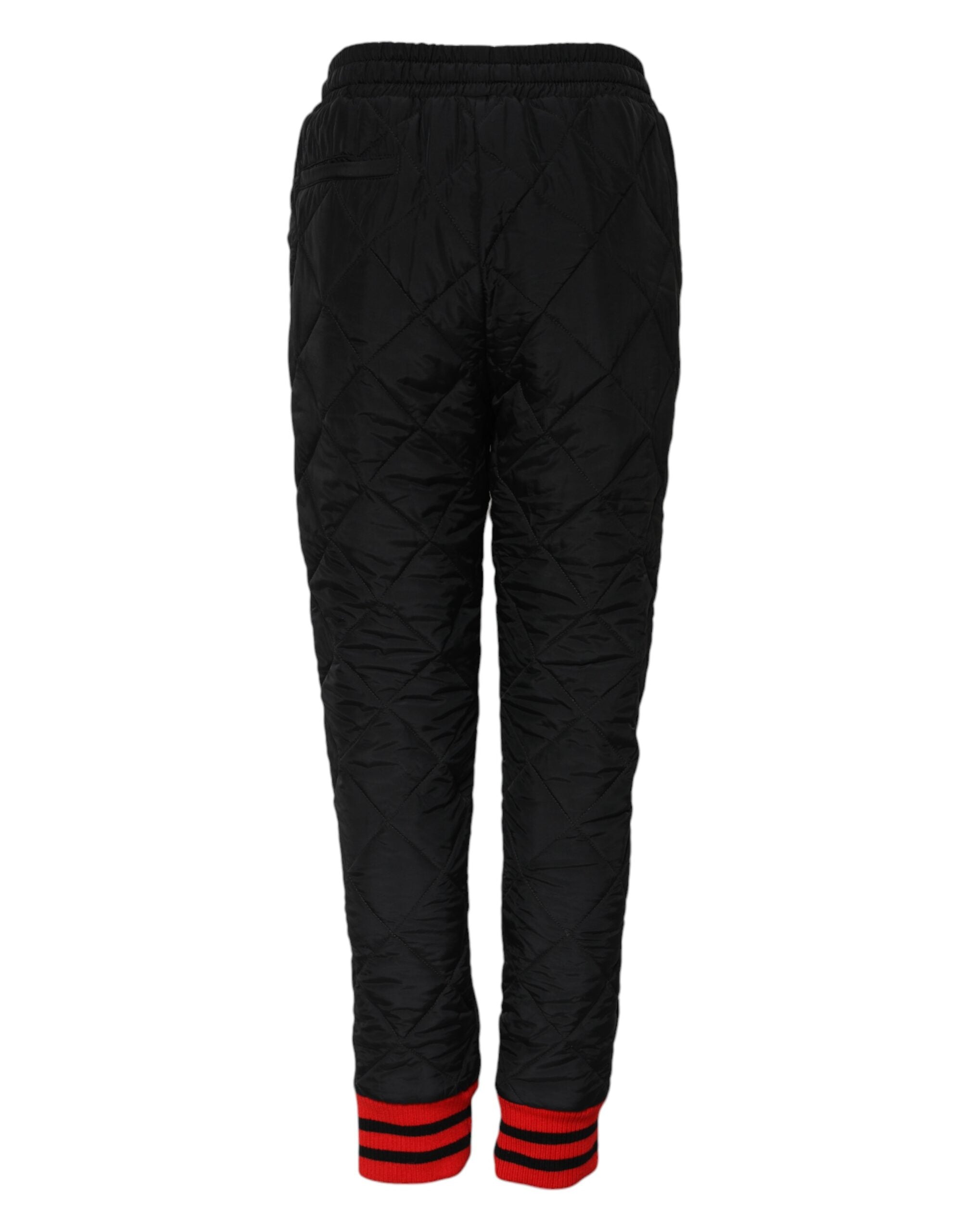 Black Quilted Mid Waist Jogger Pants