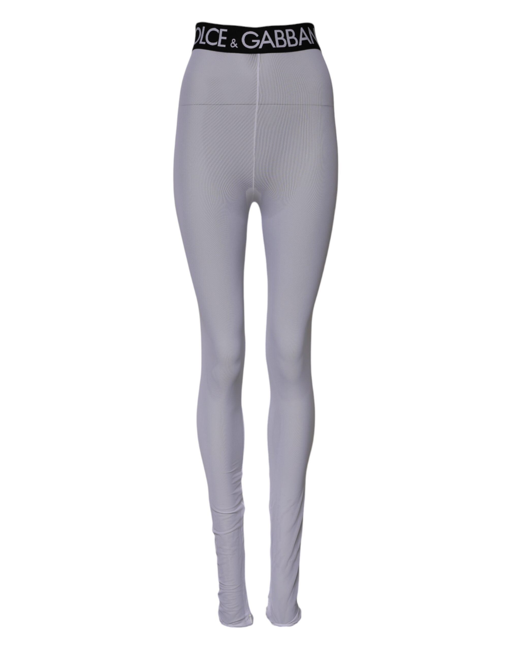 Gray Nylon DG Logo Mid Waisted Leggings Pants