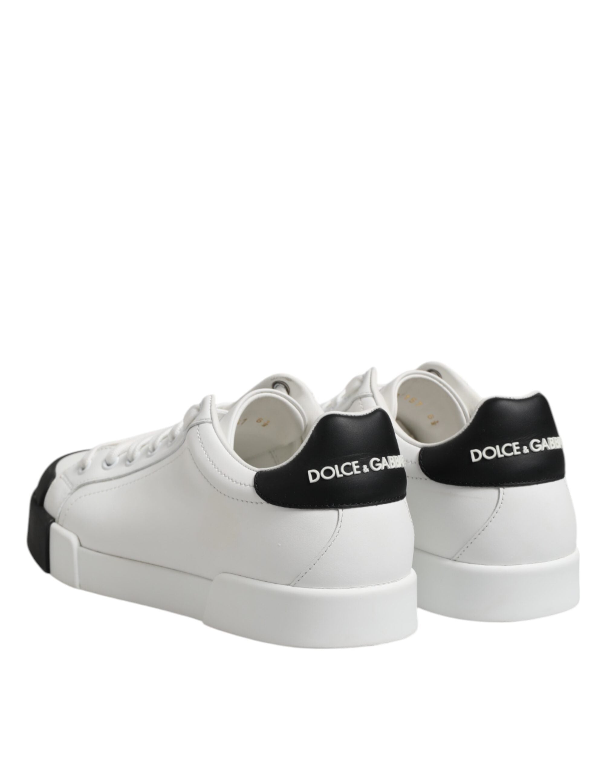 White Black Logo Leather Lace Up Sneakers Shoes