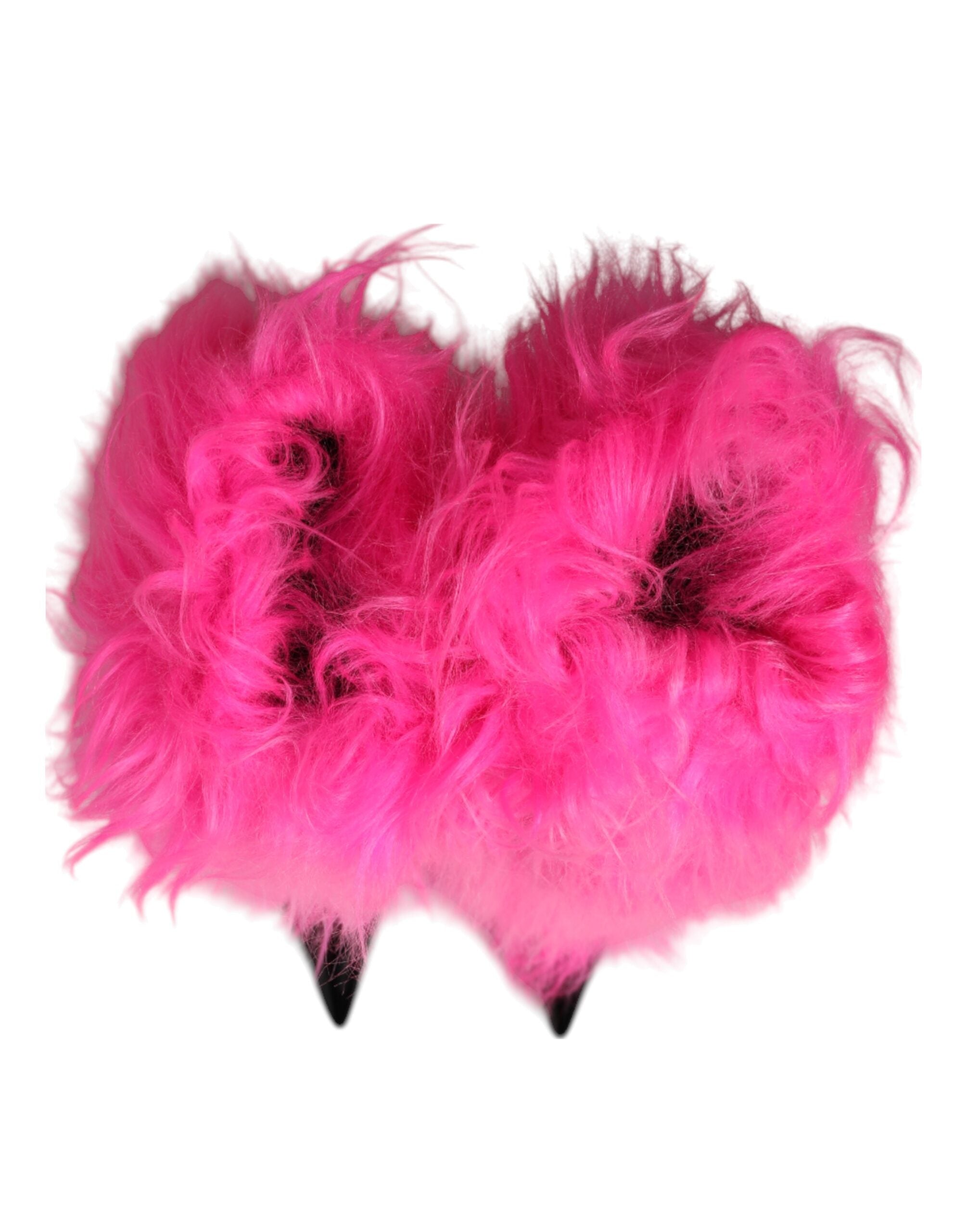 Pink Faux Fur Leather High Heels Boots Shoes