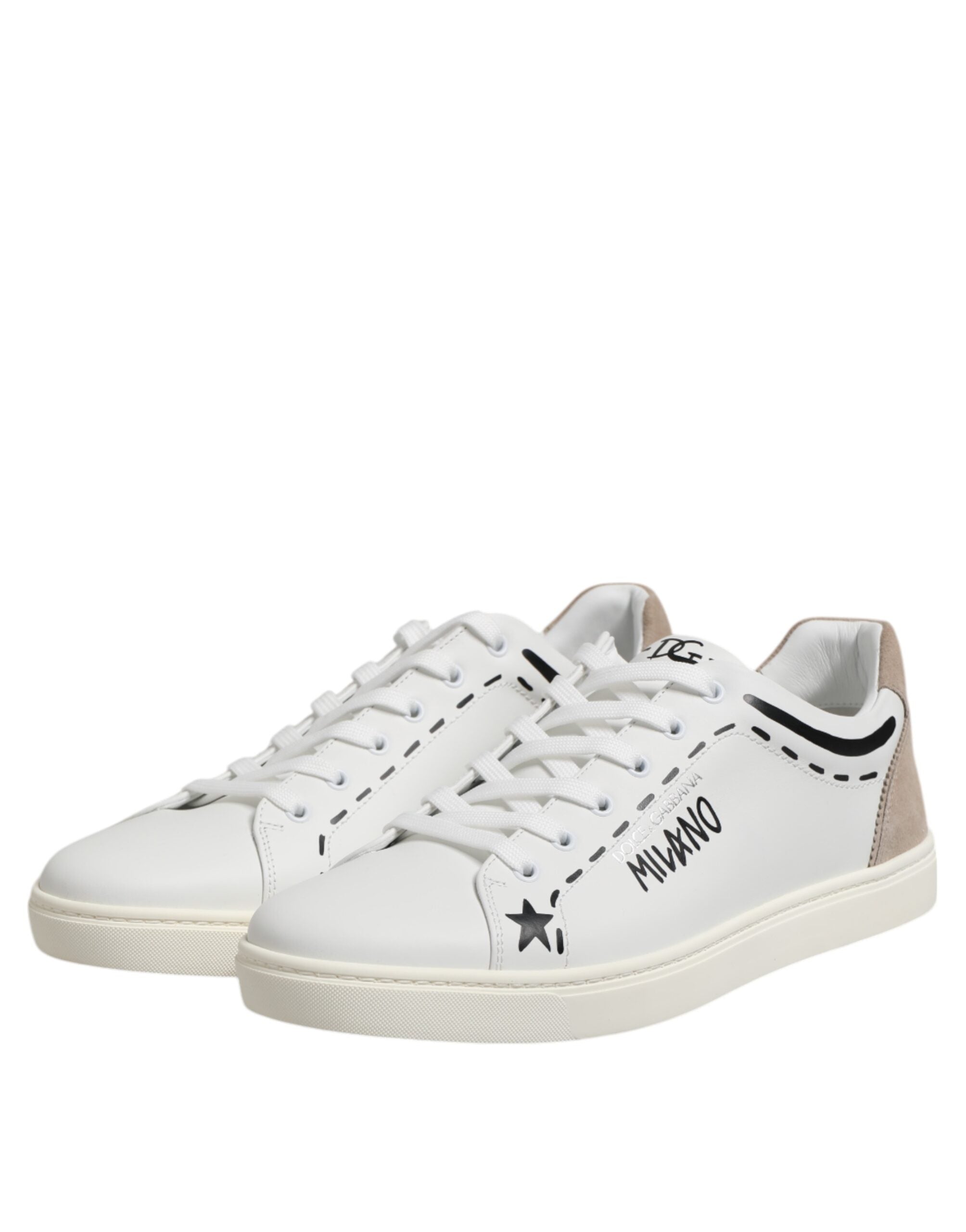White Leather MILANO Low Top Sneakers Shoes