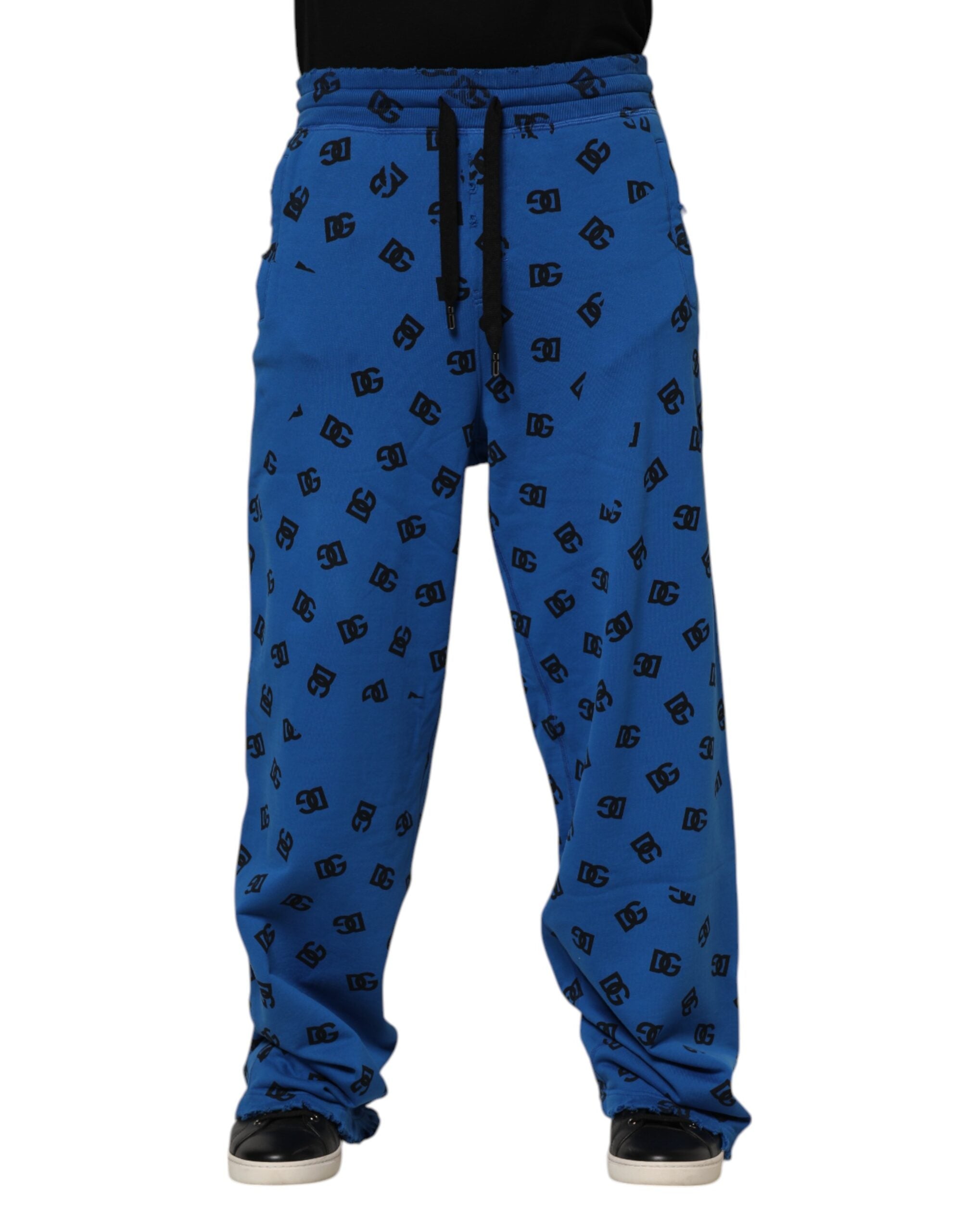 Blue Logo Print Jogger Men Sweatpants Pants