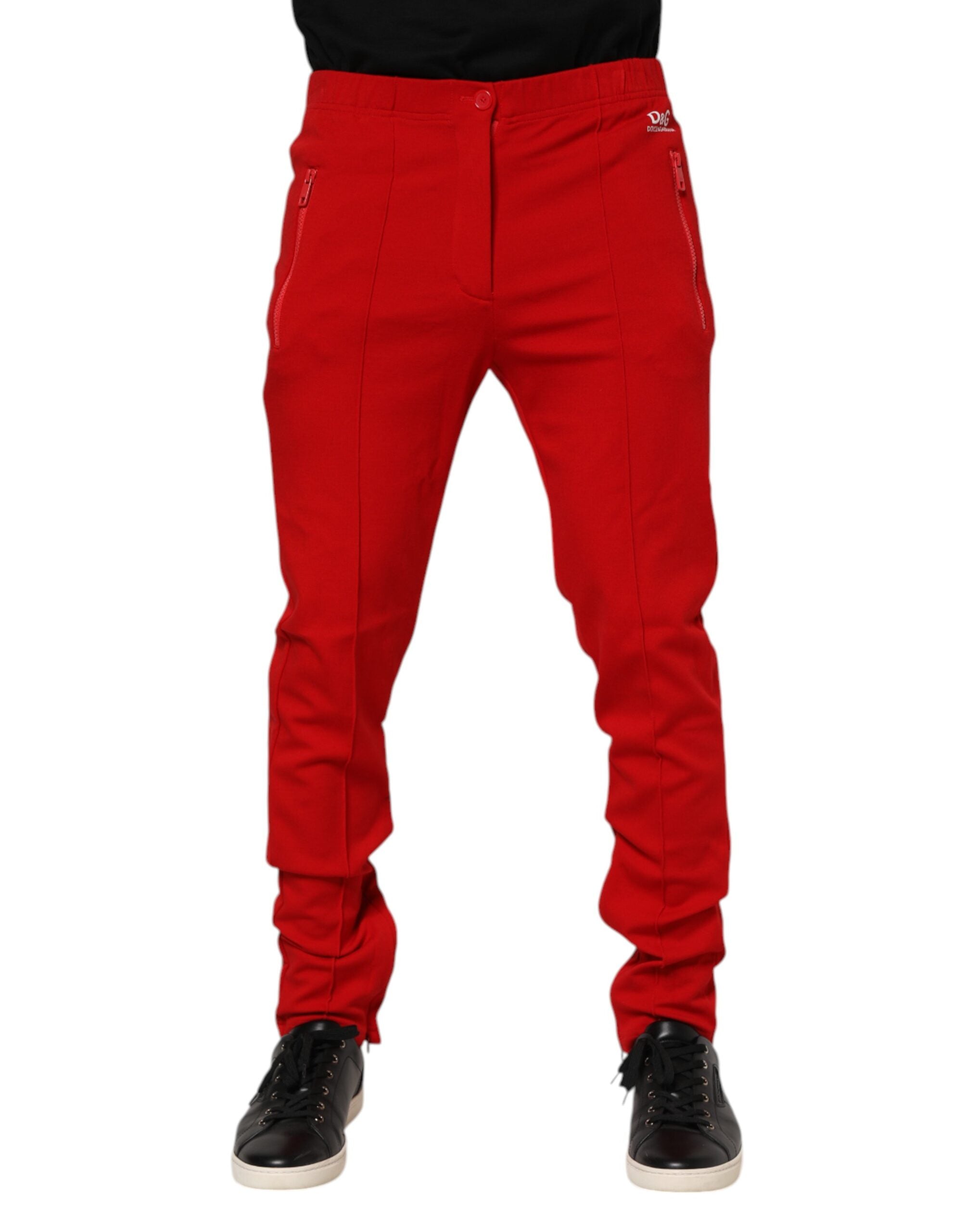 Red Viscose Logo Jogger Men Sweatpants Pants