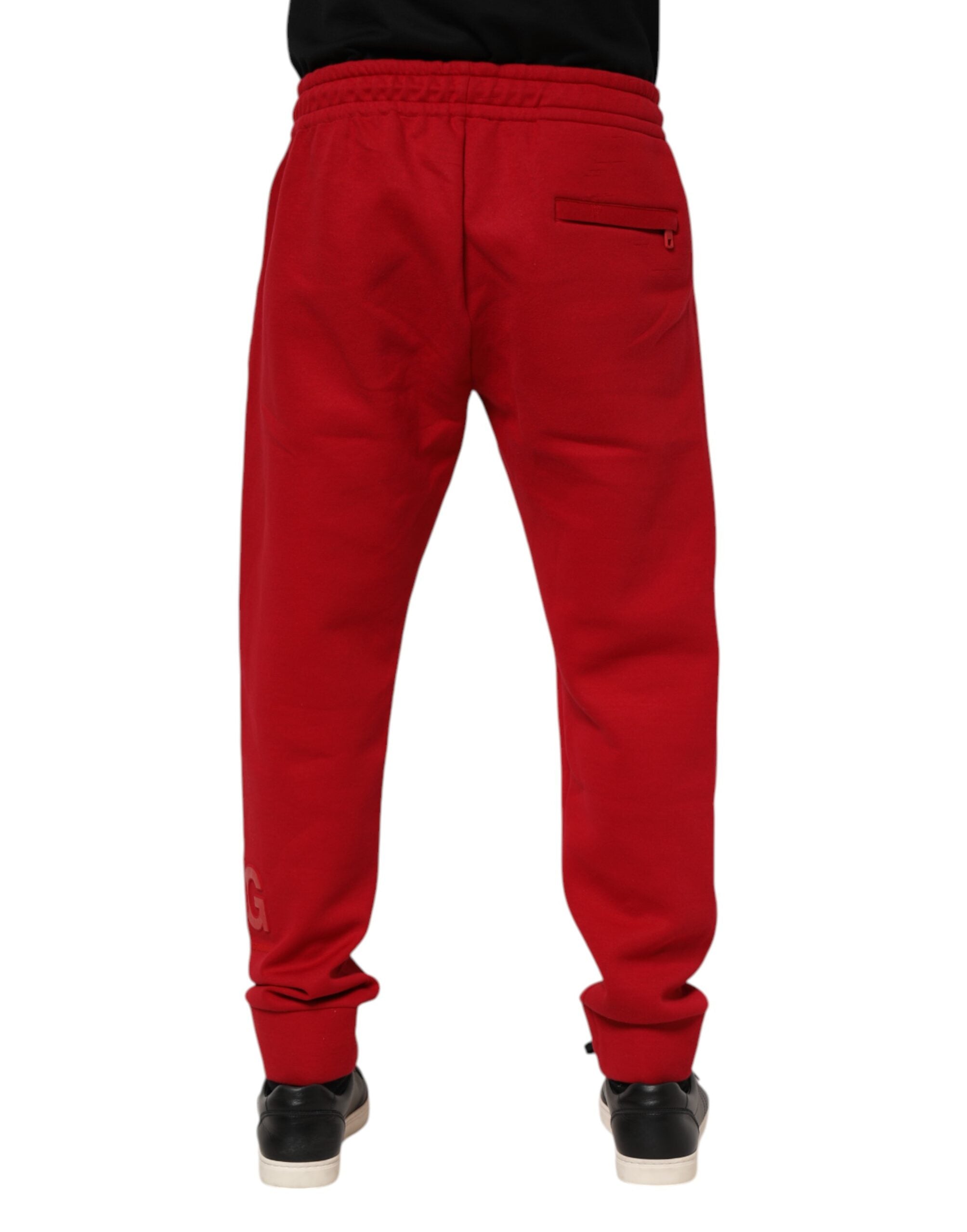 Red Cotton Logo Jogger Men Sweatpants Pants