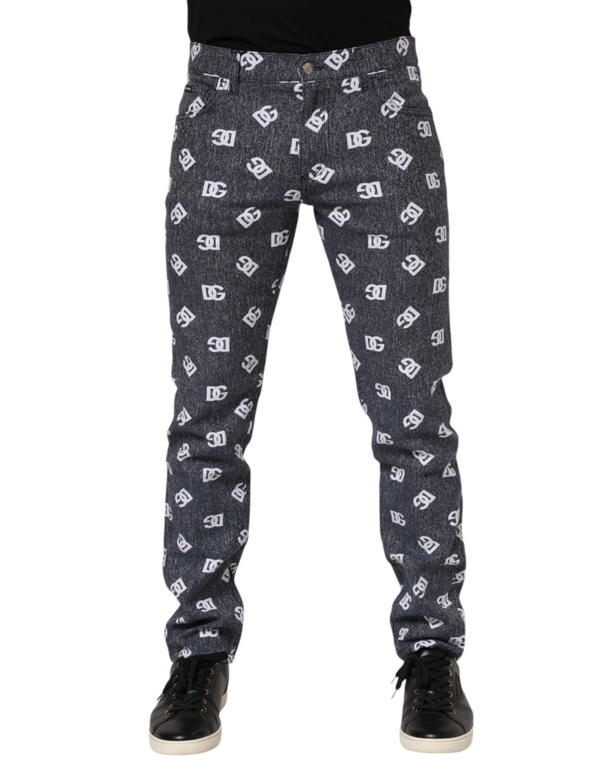 Dark Gray Logo Cotton Skinny Slim Denim Jeans