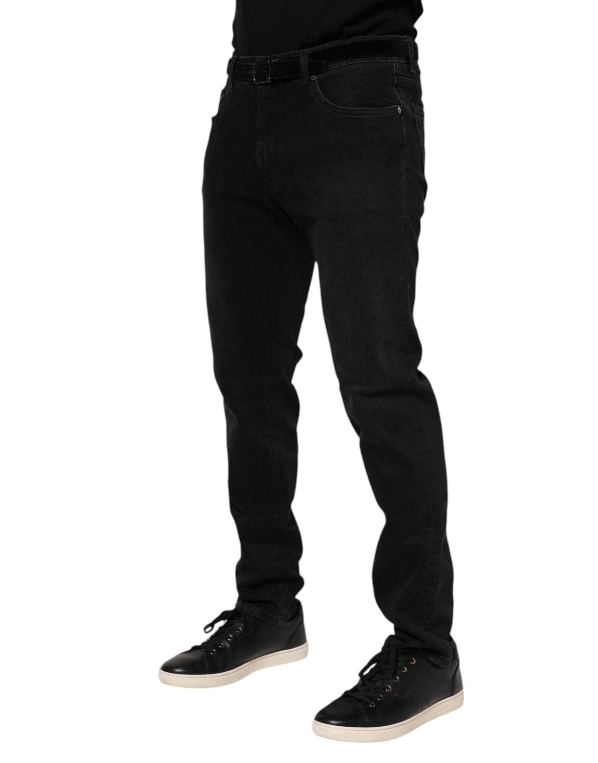 Black Cotton Logo Plaque Denim Jeans