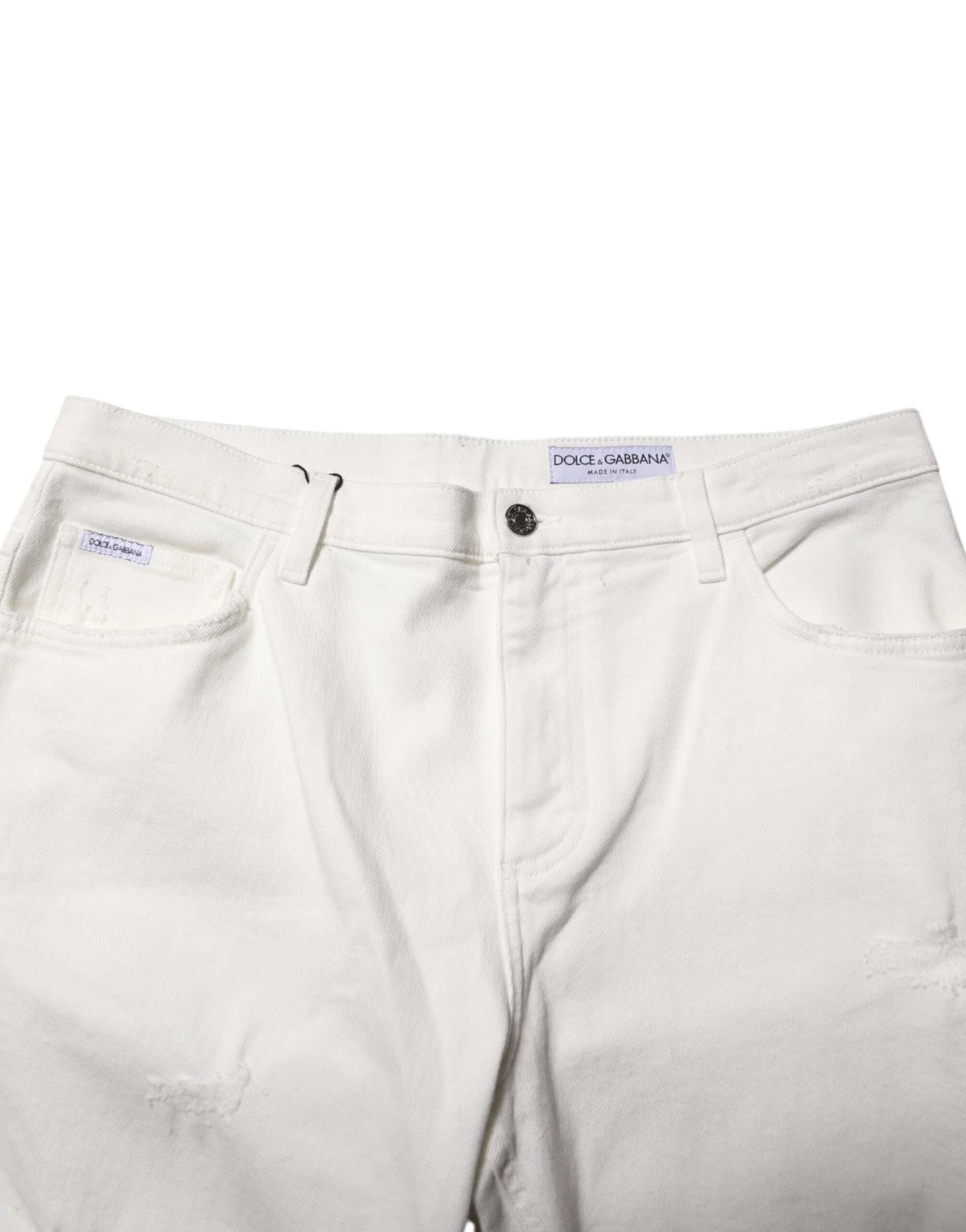 White Cotton Loose Men Denim Jeans