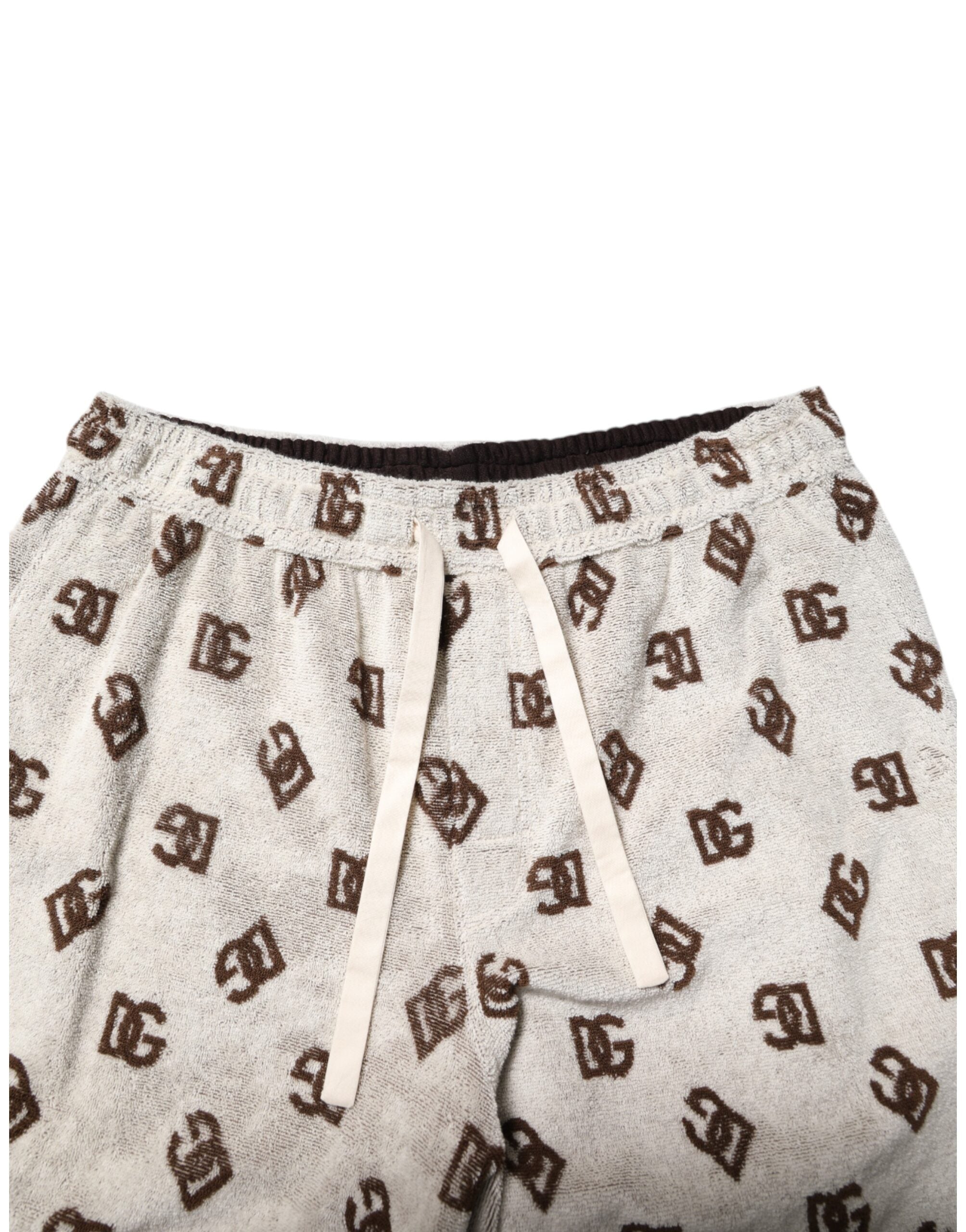 White Cotton DG Mania Print Men Bermuda Shorts