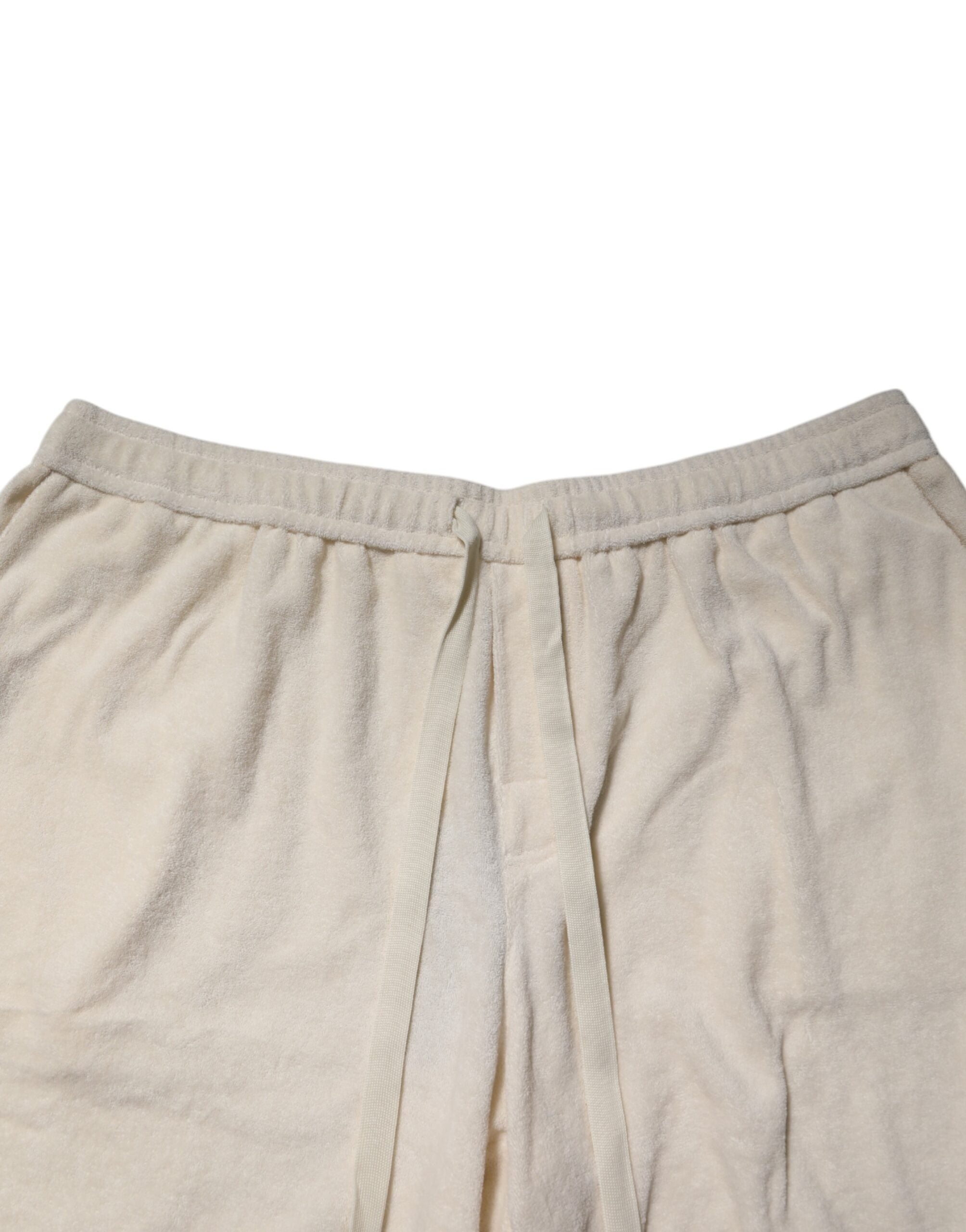 Ivory Cotton Men Bermuda Sweatshorts Shorts
