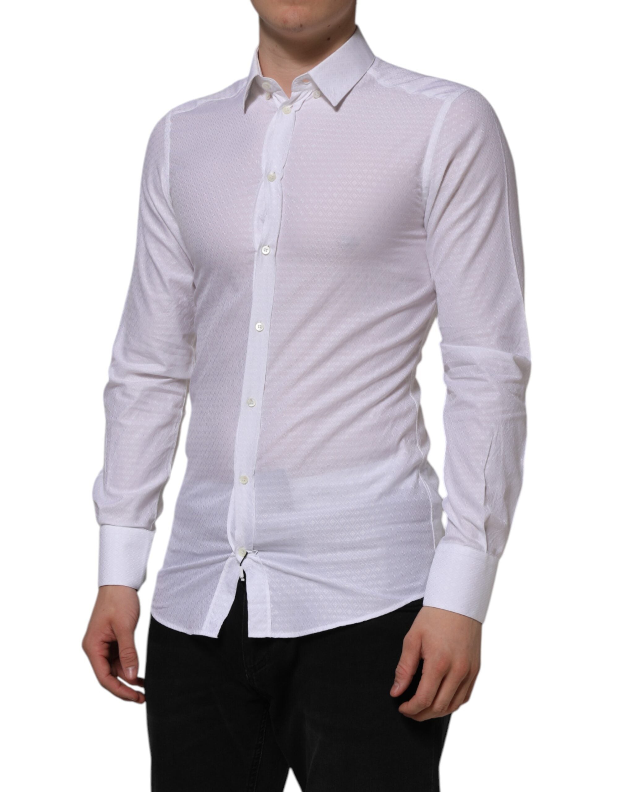 White Cotton GOLD Long Sleeves Formal Shirt