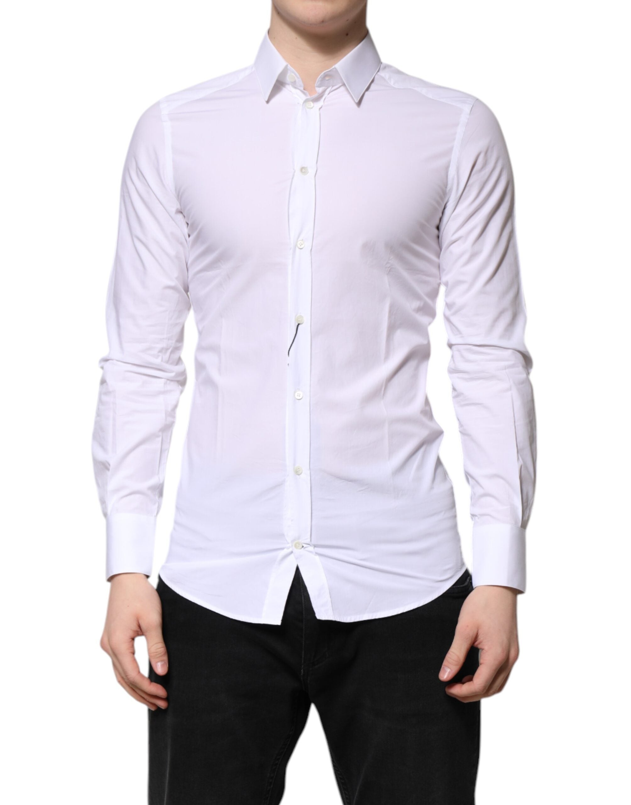 White Cotton GOLD Long Sleeves Formal Shirt