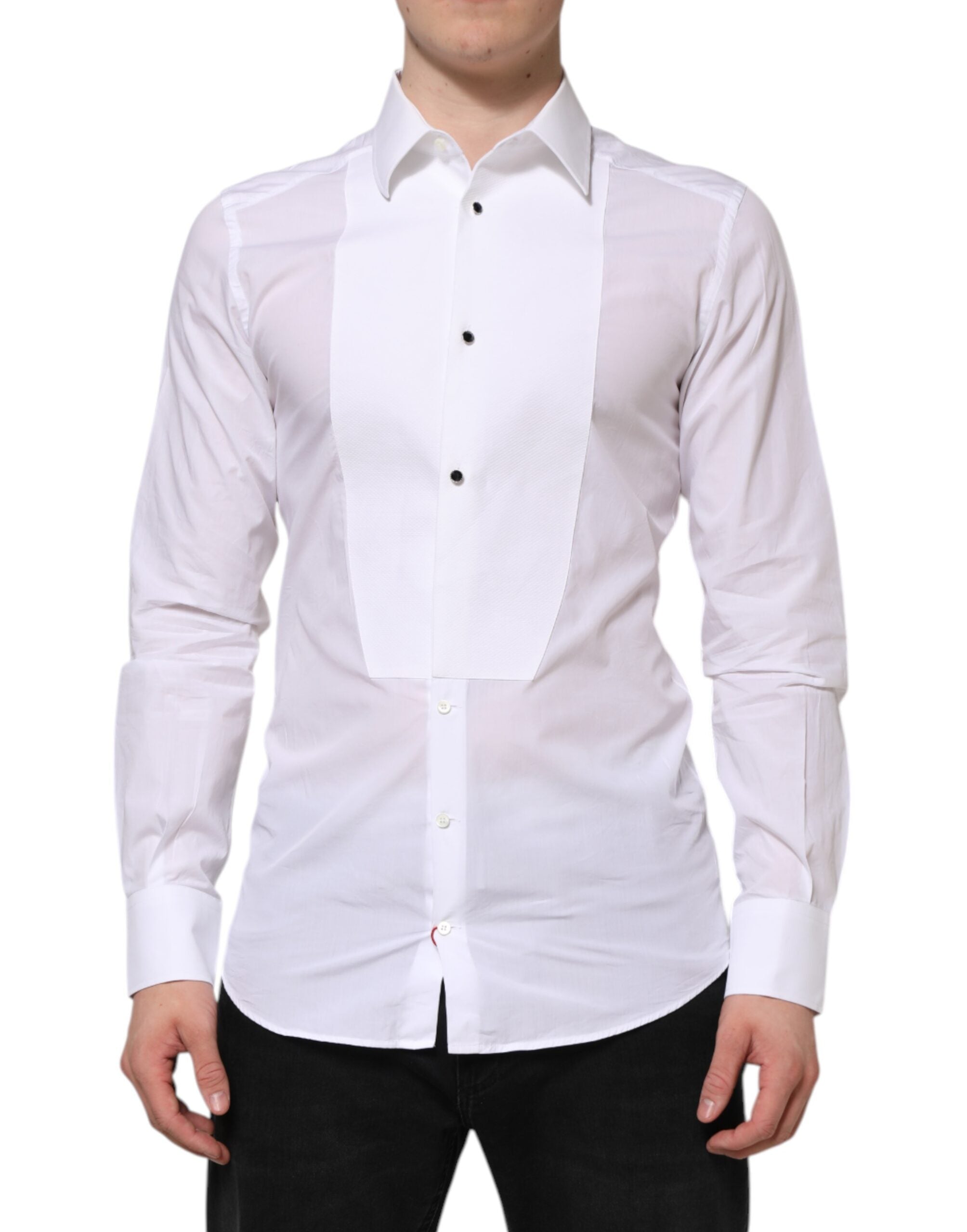 White Cotton GOLD Bib Poplin Formal Shirt