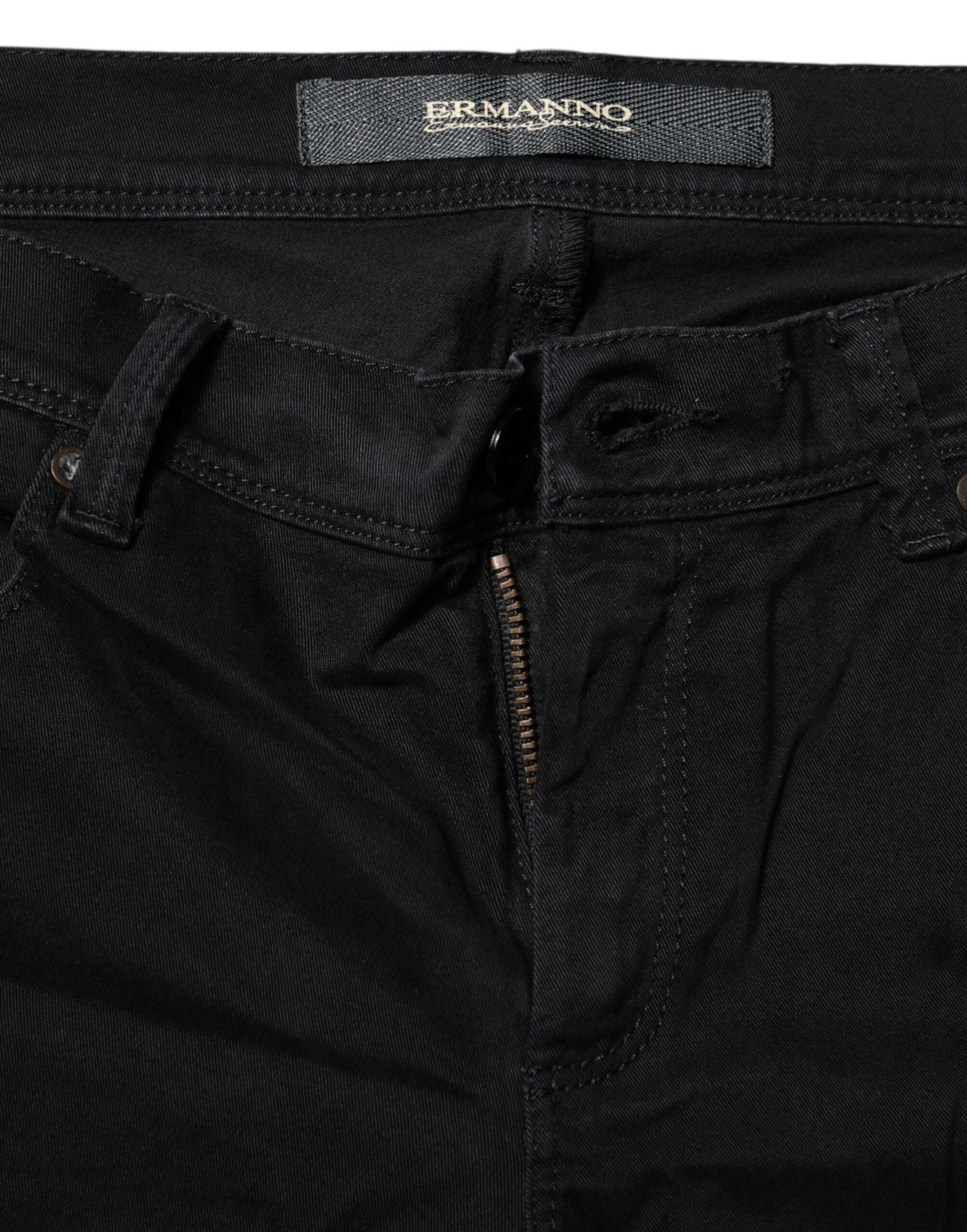 Black Cotton Stretch Flared Bootcut Denim Jeans