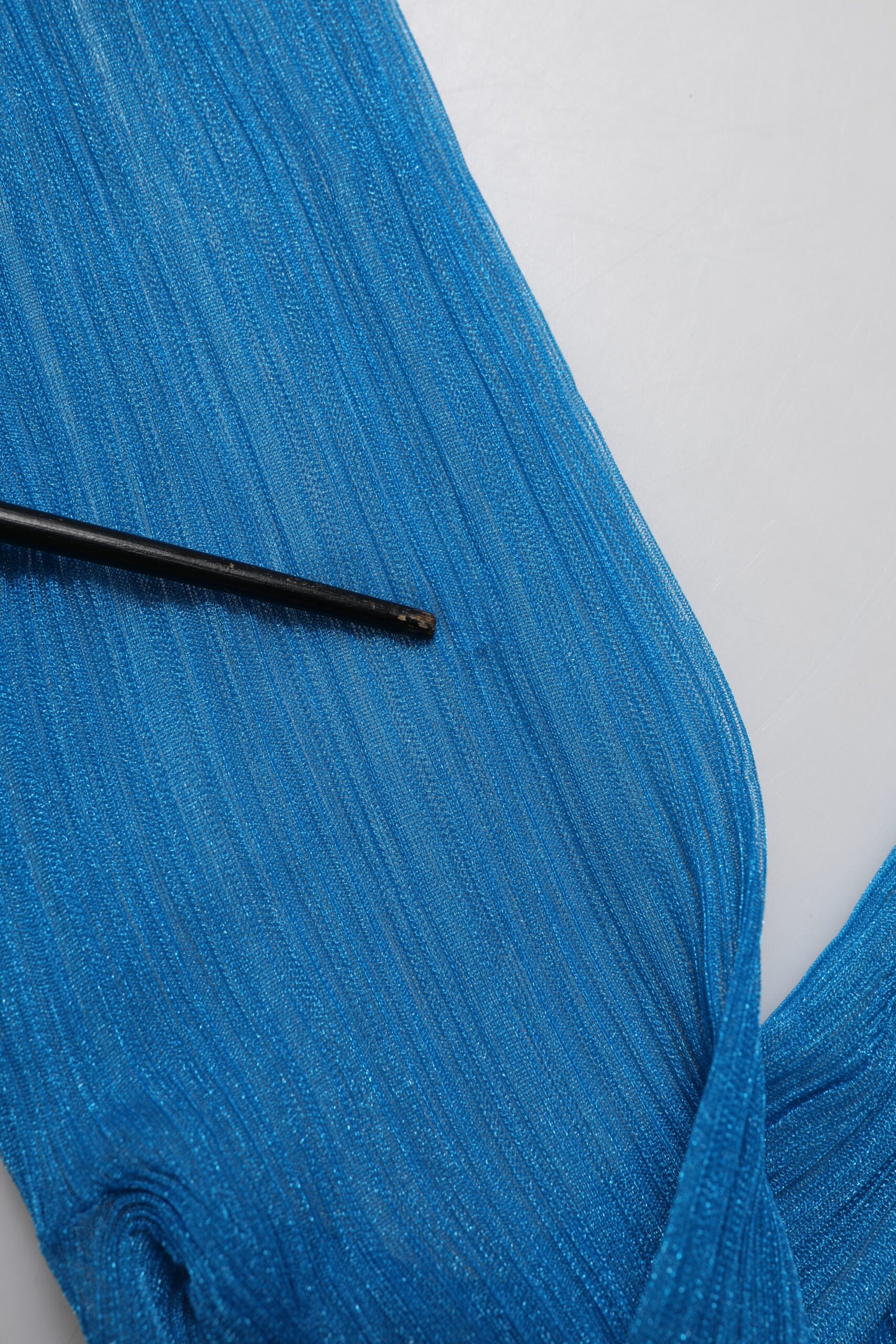 Blue See Through Turtleneck Long Sleeves Top