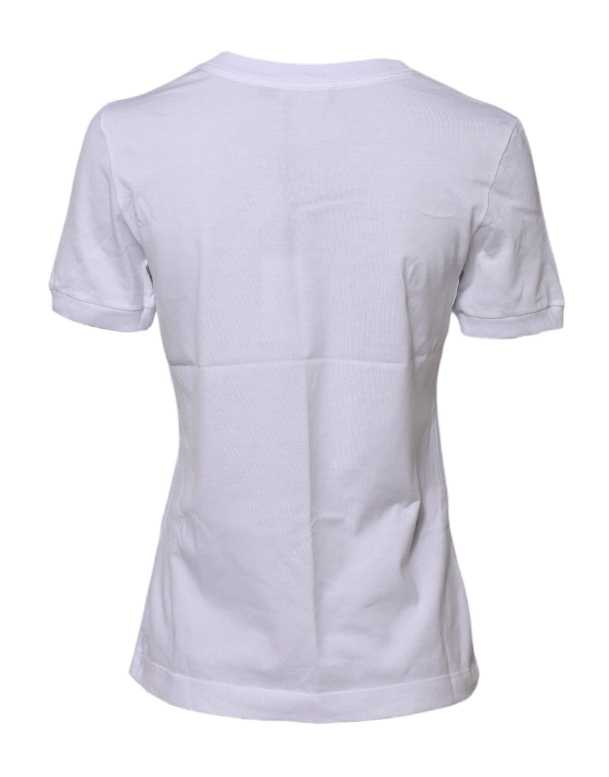 White Cotton Round Neck Short Sleeves T-shirt