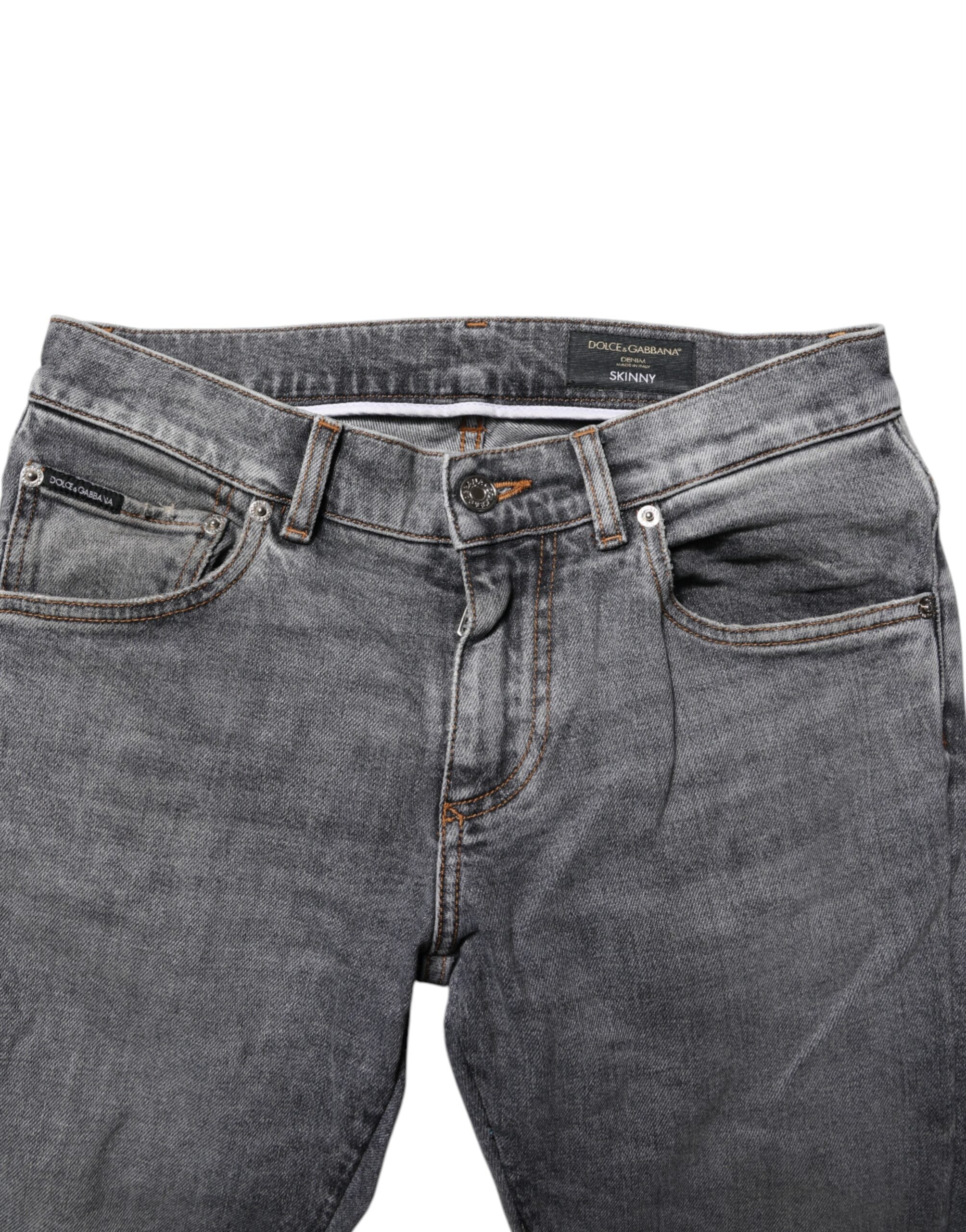 Gray Cotton Skinny Men Denim Trouser Jeans