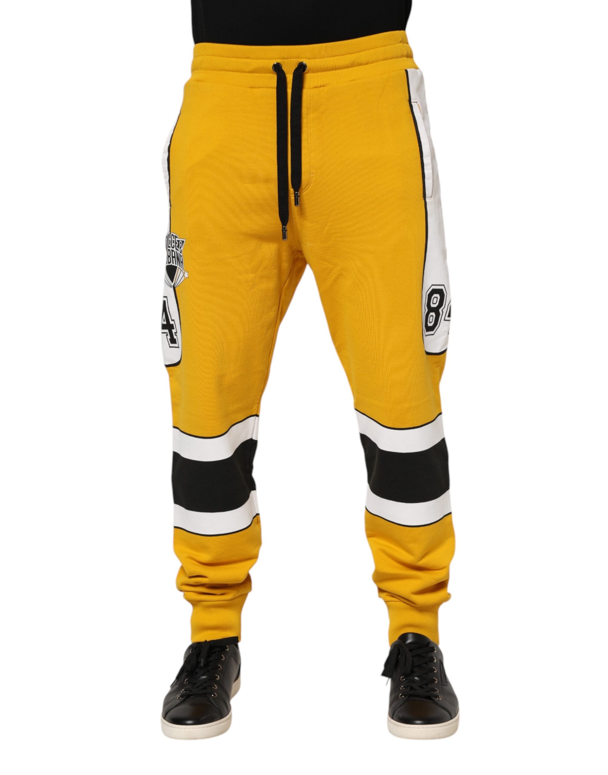 Yellow Cotton Casual Sweatpants Jogger Pants