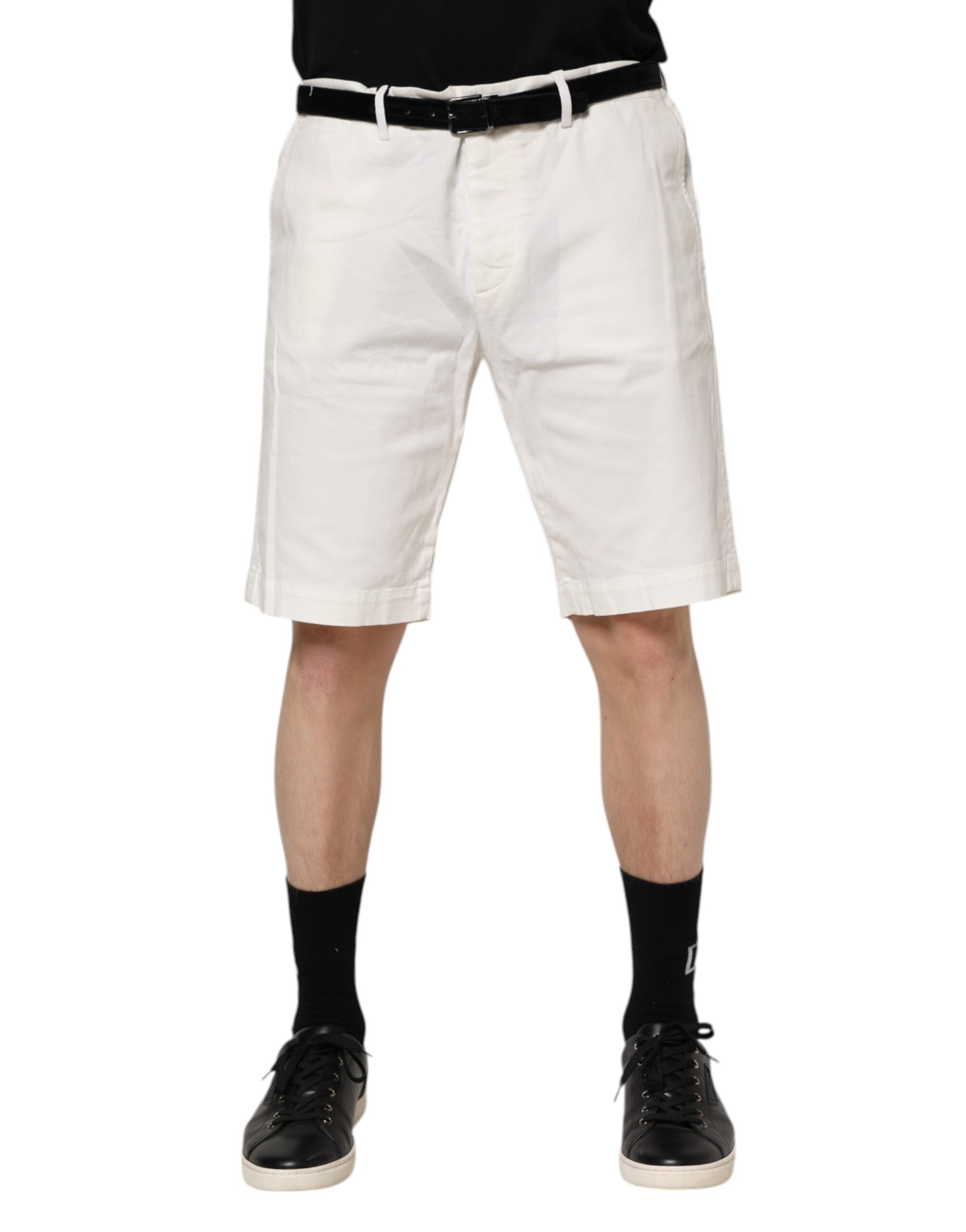 White Chinos Cotton Stretch Men Casual Shorts