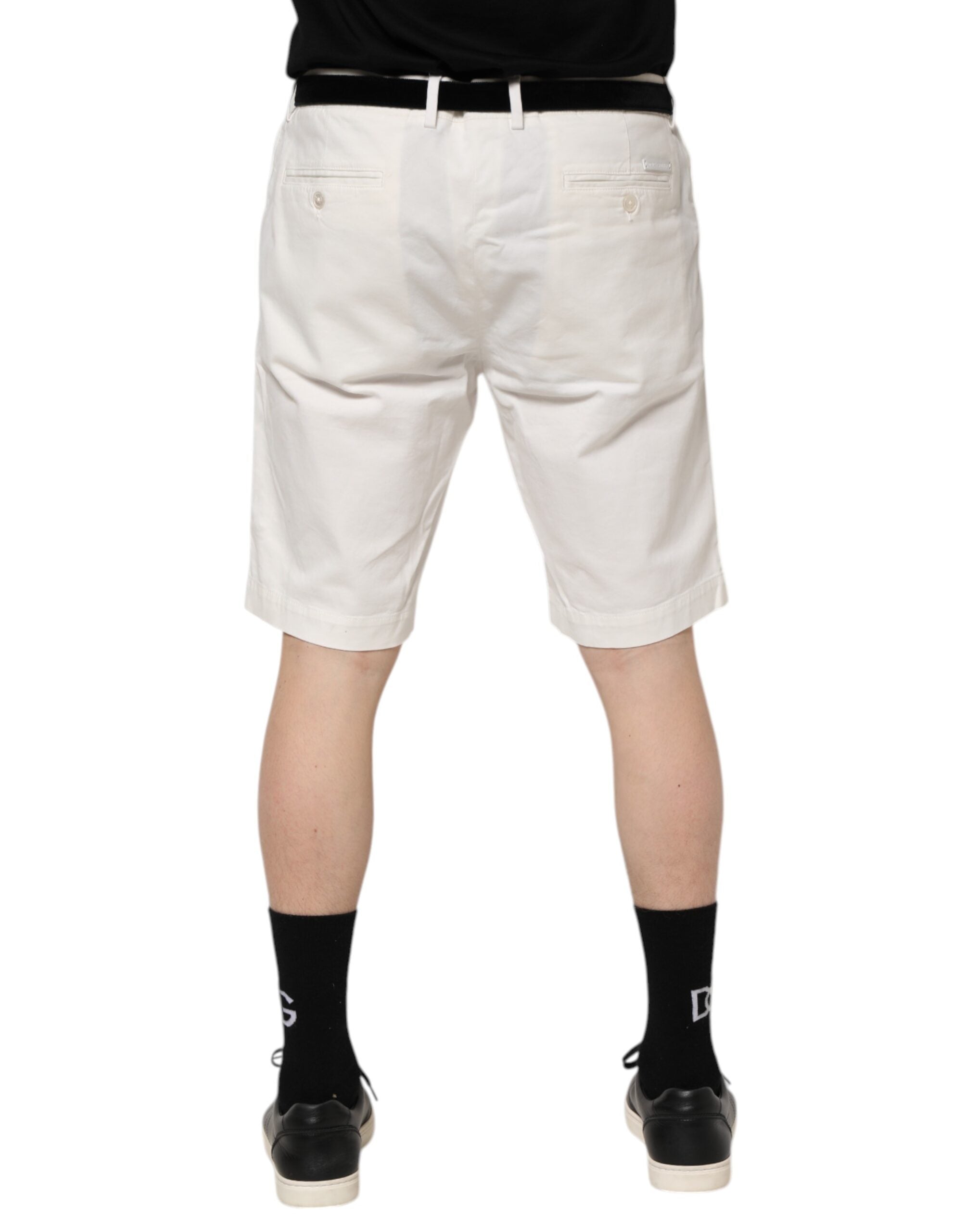 White Chinos Cotton Stretch Men Casual Shorts