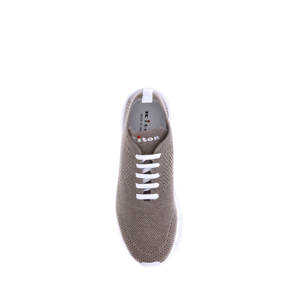 Brown Cotton Athletic Sneakers