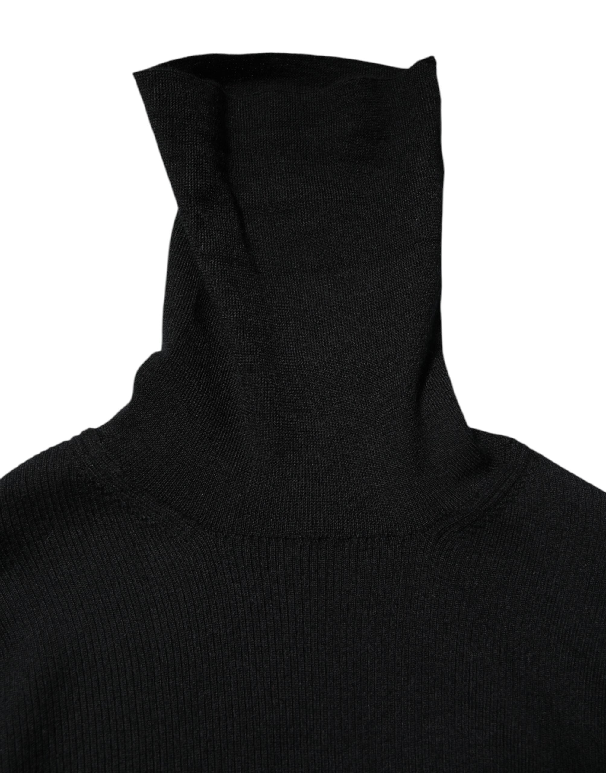 Black Long Sleeves Turtle Neck Mini Dress