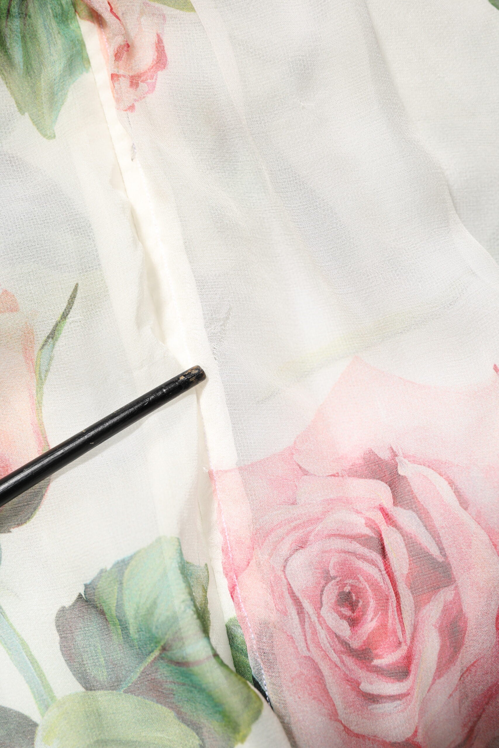 White Floral Roses Silk Maxi Long Gown Dress