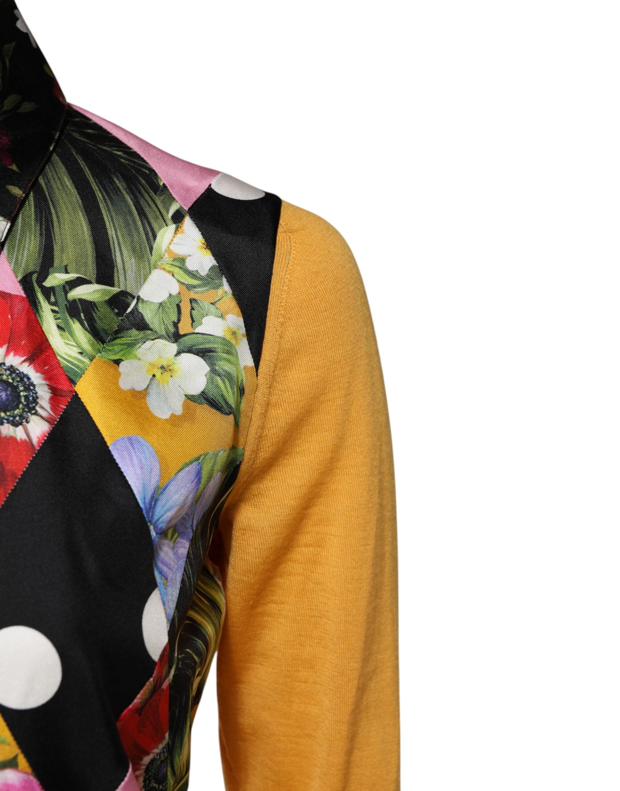 Multicolor Floral Long Sleeves Polo Top
