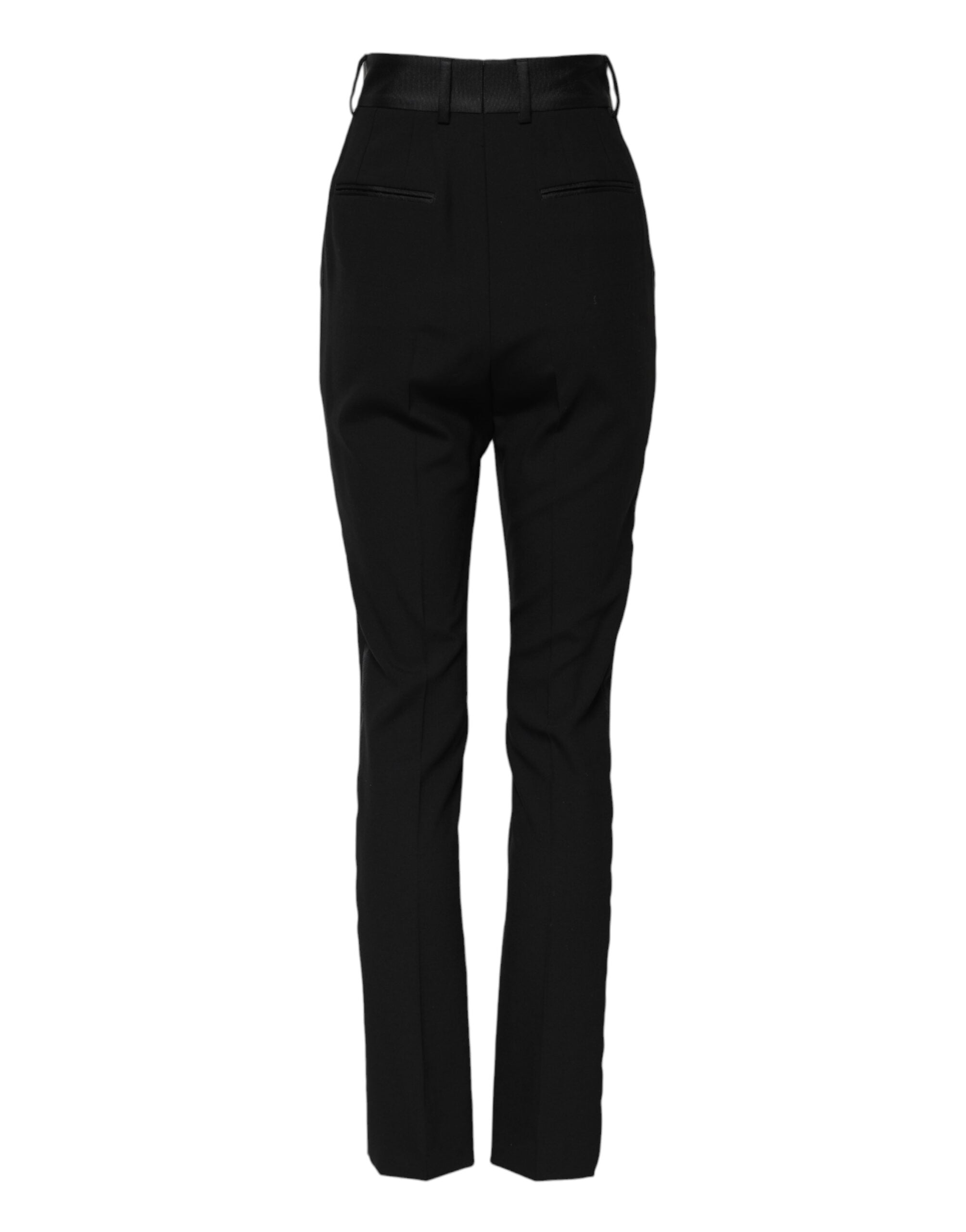 Black Wool High Waist Skinny Pants