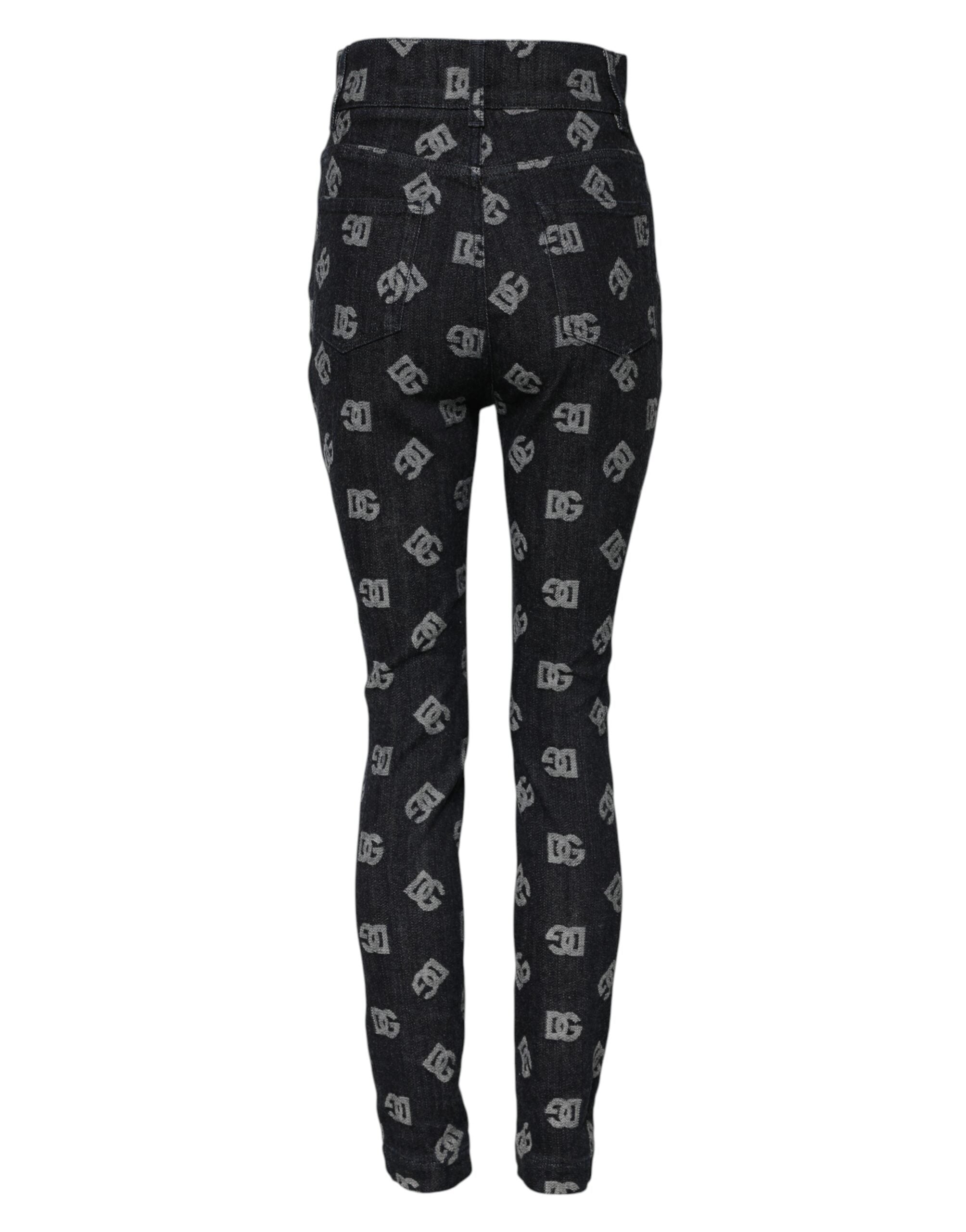 Black DG Logo High Waist Skinny Denim Jeans