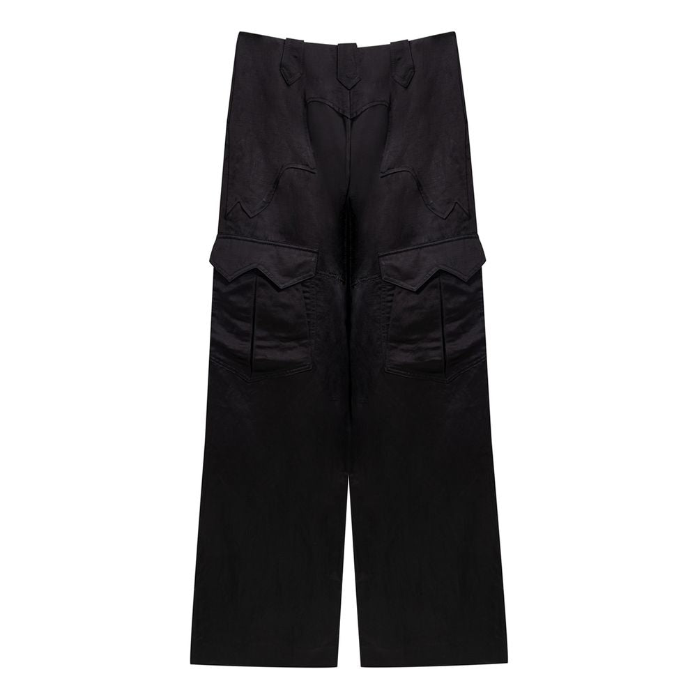 Black Viscose Cargo Pants