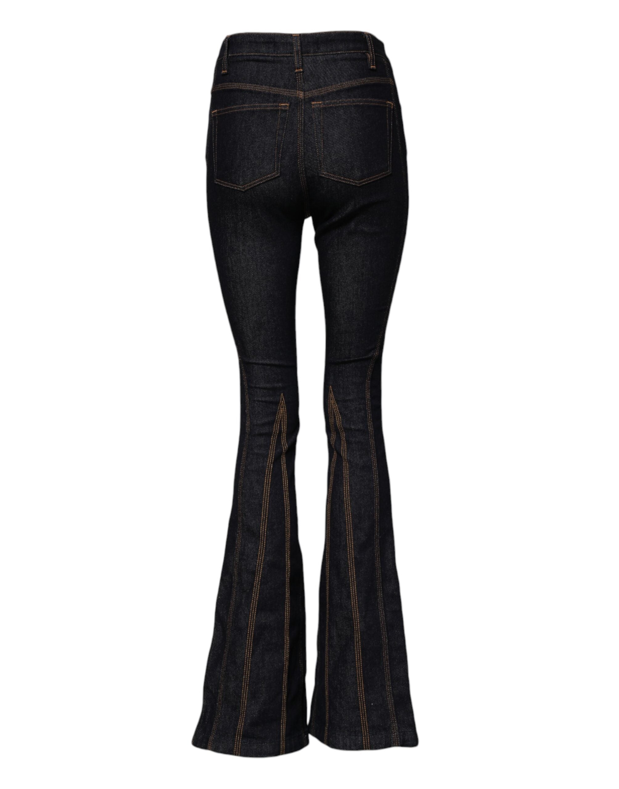 Black Cotton Mid Waist Bootcut Denim Jeans