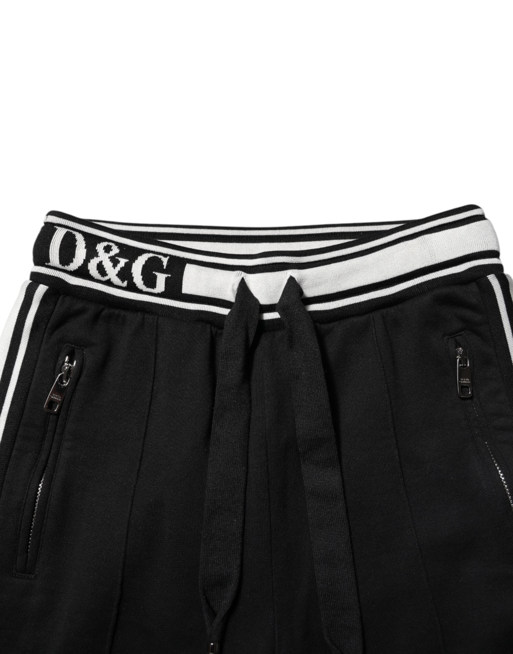 Black Cotton Jogger Logo Waist Pants