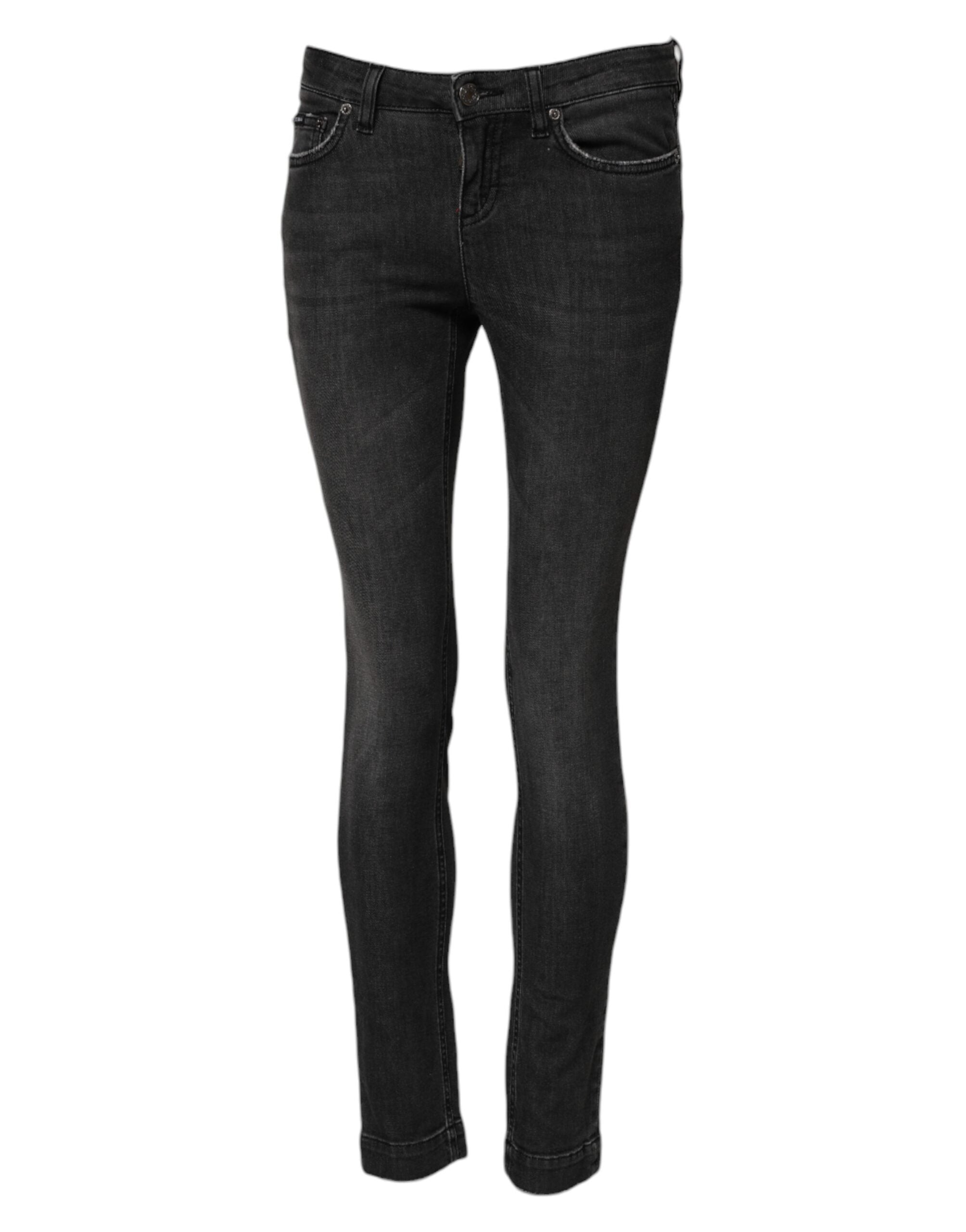 Black Cotton Low Waist Skinny Denim Jeans