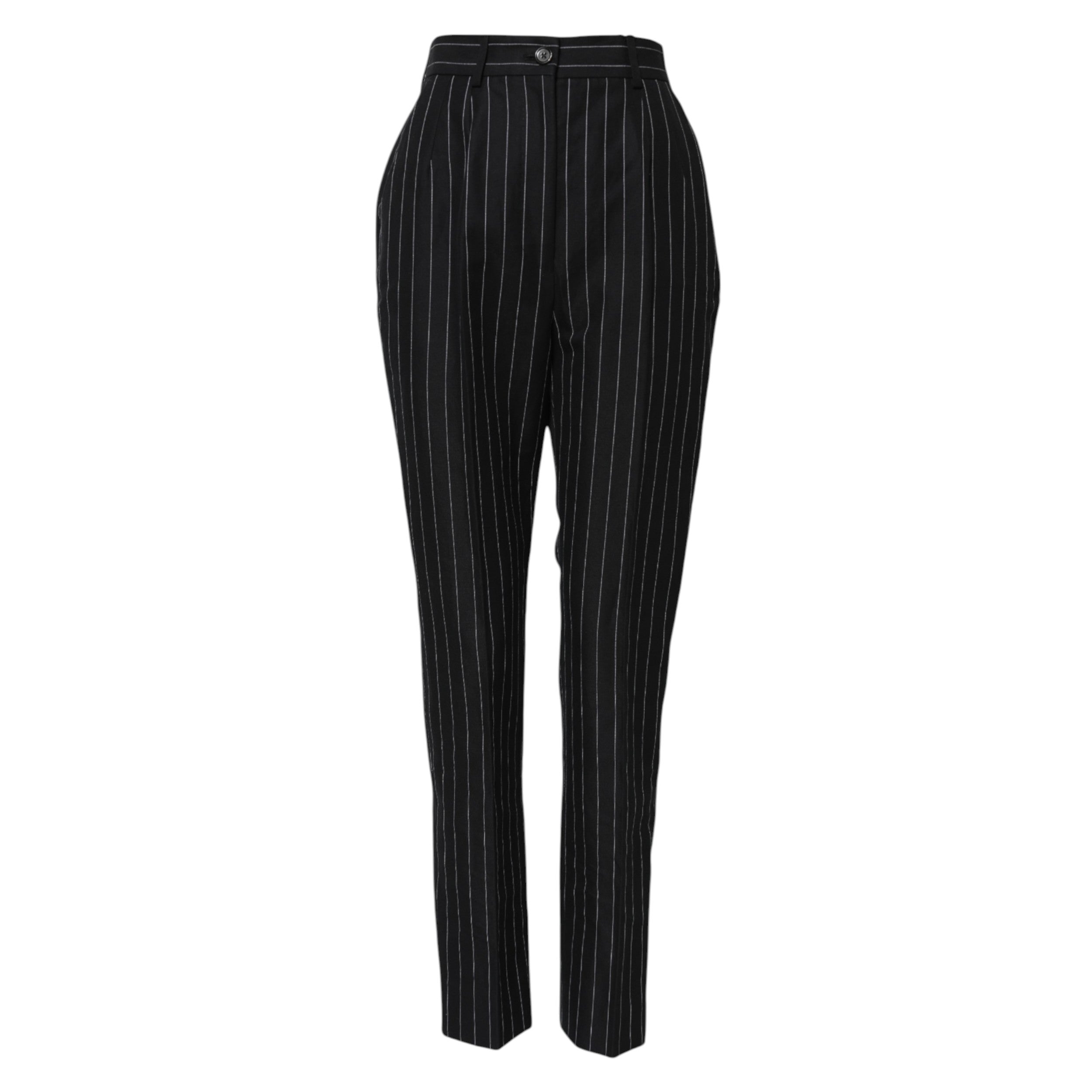 Black Stripes High Waist Tapered Pants